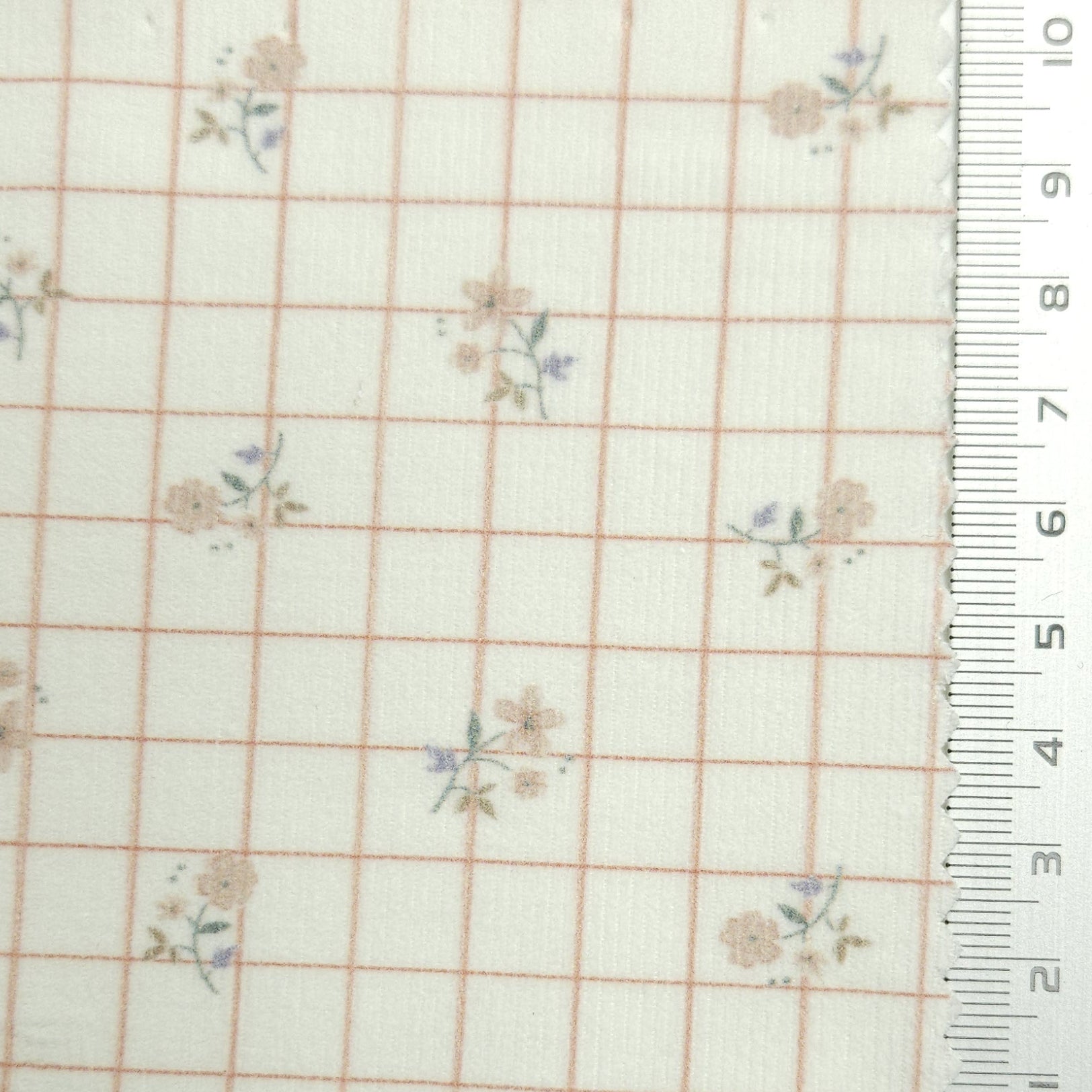 Print Check Floral Cotton Woven Fabric - FAB 1580 - 2.Pale Slate