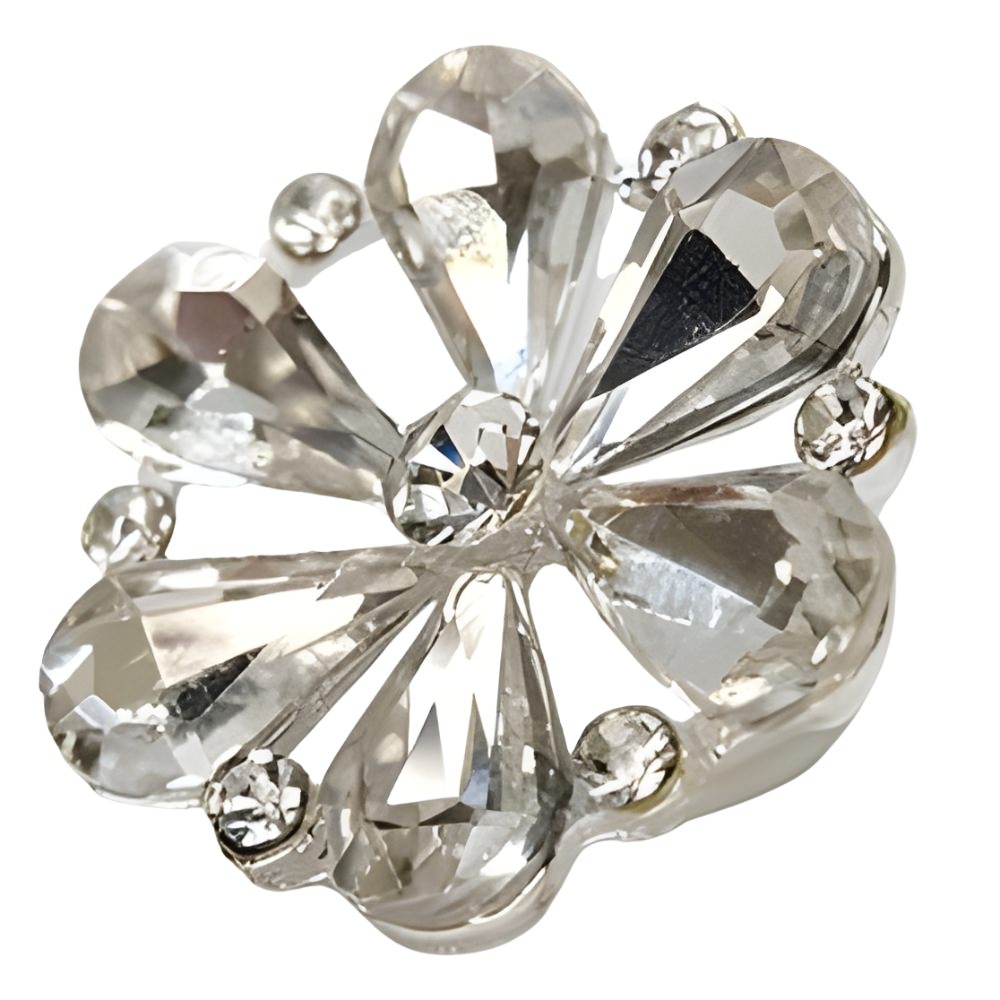 Brilliant Rhinestone Button, 18~23mm, Round, Silver, Pointed Crystals, DIY Jewelry & Craft Supply - FBTN234 - Silver / 18mm-Silver / 23mm