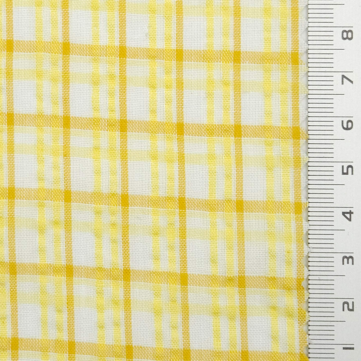Multi Color Check YarnDyed Polyester Cotton Woven Fabric - FAB 1789 - 2.Yellow and white plaid