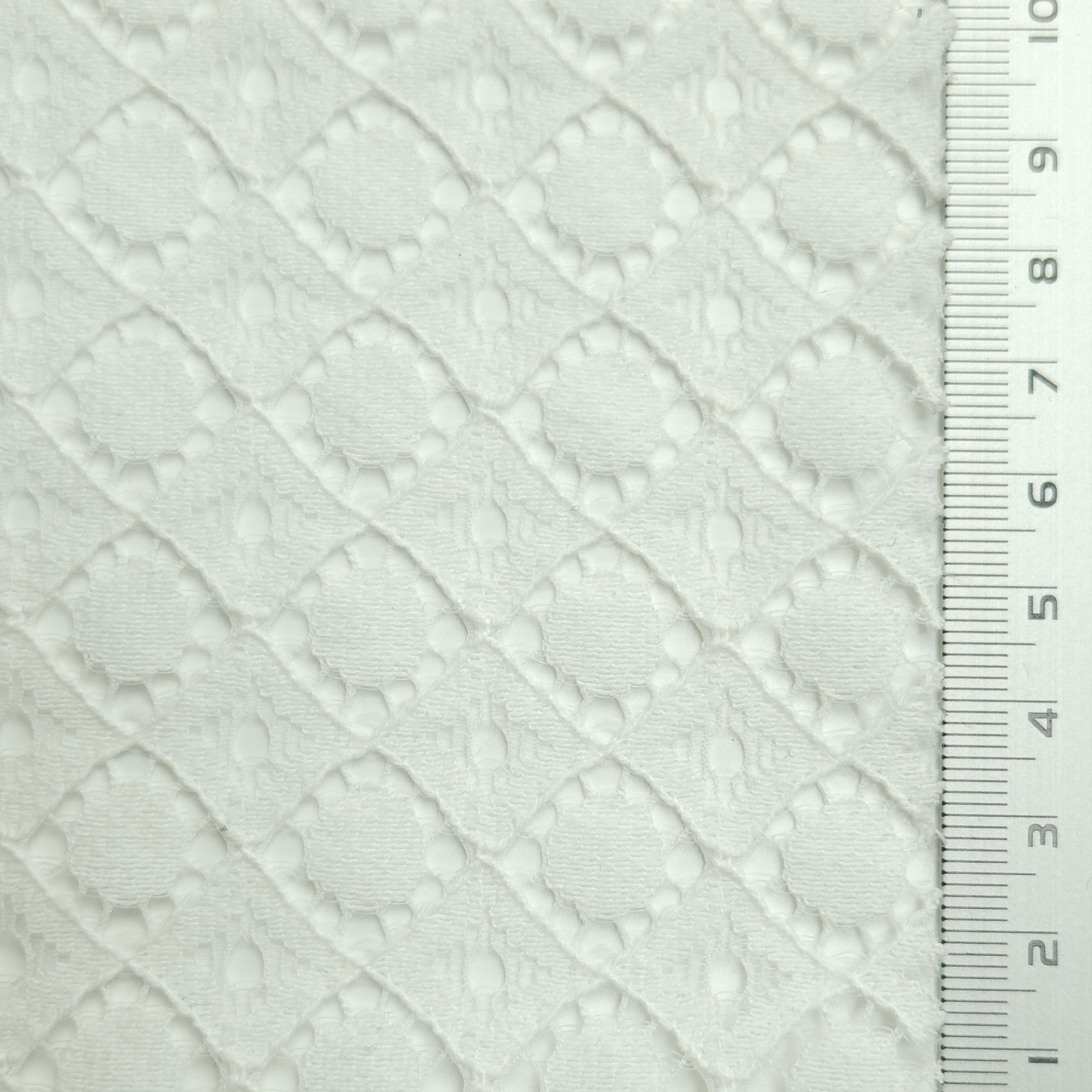 Solid Dot Lace Cotton Nylon Knit Fabric - FAB 1560 - 2.White