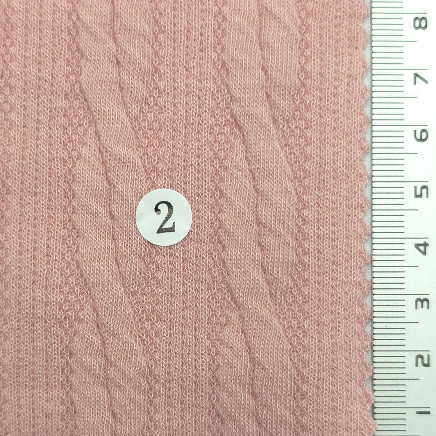 1: Pale Beige-2: Dusty Pink-3: Light Blue-4: Sage Green-5: Warm Gray - Cable Jacquard Poly Span Knit Fabric - FAB 1857