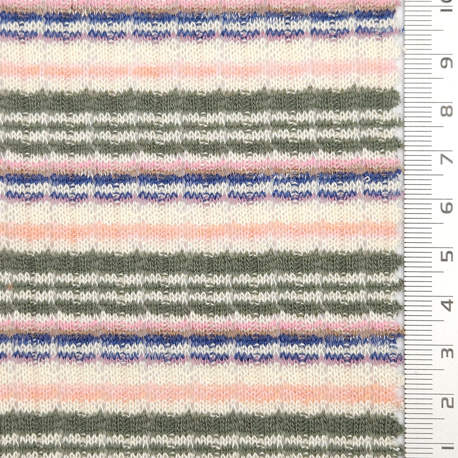 Stripe Rib YarnDyed Cotton Knit Fabric - FAB1777 - 1.Red-2.Green-3.Pink-4.Light blue-5.Black