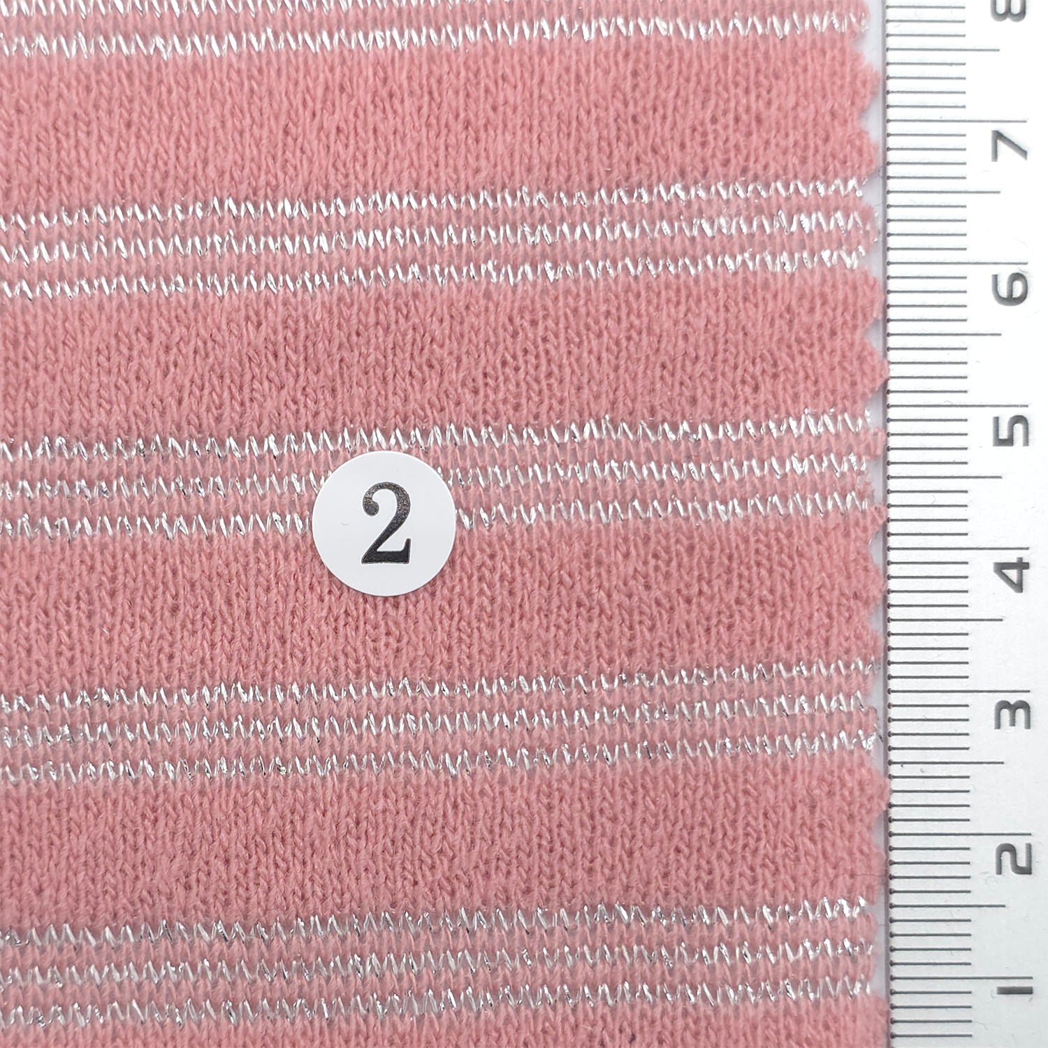 1: Light Gray-2: Light Pink-3: Light Blue-4: Warm Gray-5: Dark Brown - Metallic Stripe Knit Acry Metal Fabric - FAB 1858