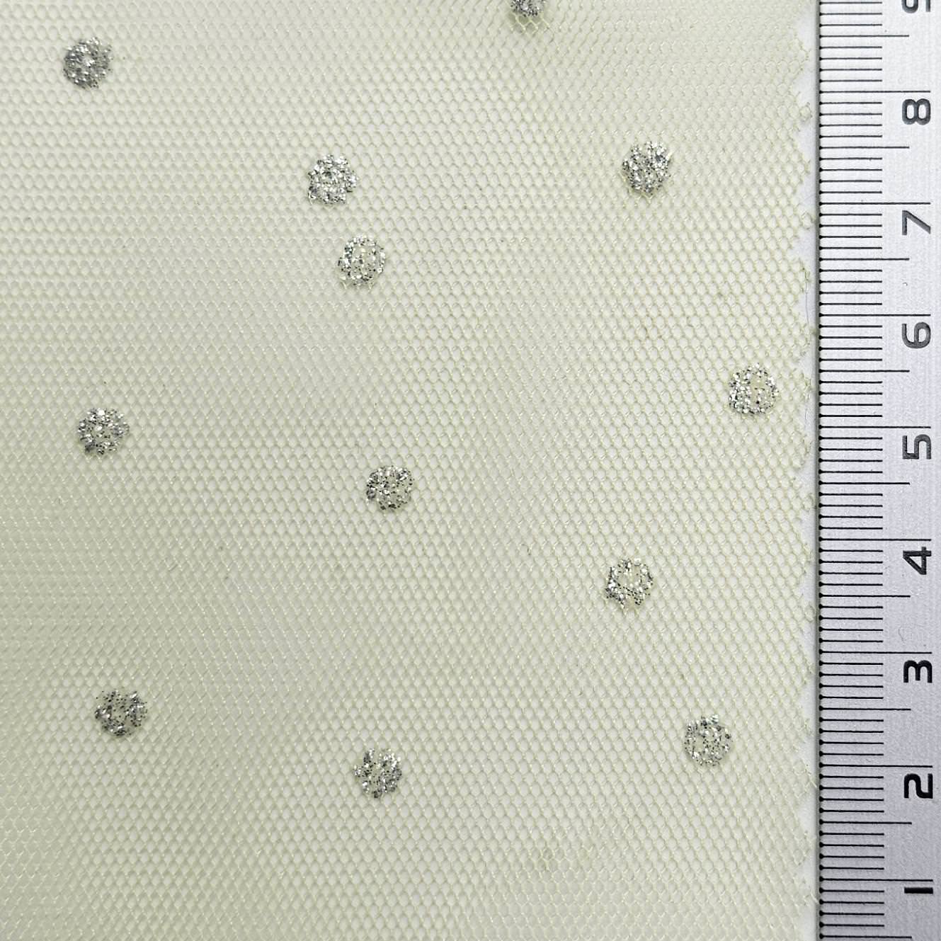 1.Mint-2.Yellow-3.Pink-4.Ivory-5.White - Dot Mesh Metallic Polyester Knit Fabric - FAB 1609