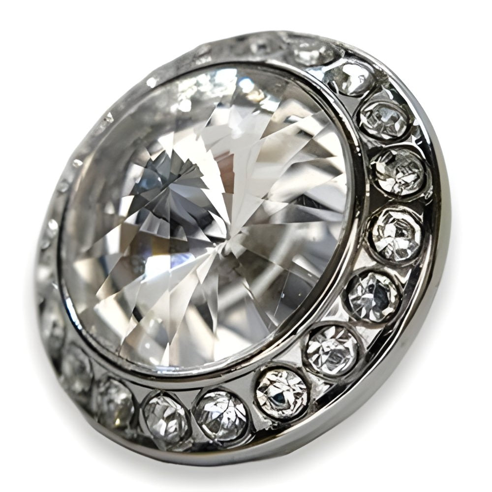 15~23mm Sparkling Clear Crystal Buttons - FBTN237 - Silver / 15mm-Silver / 18mm-Silver / 21mm-Silver / 23mm