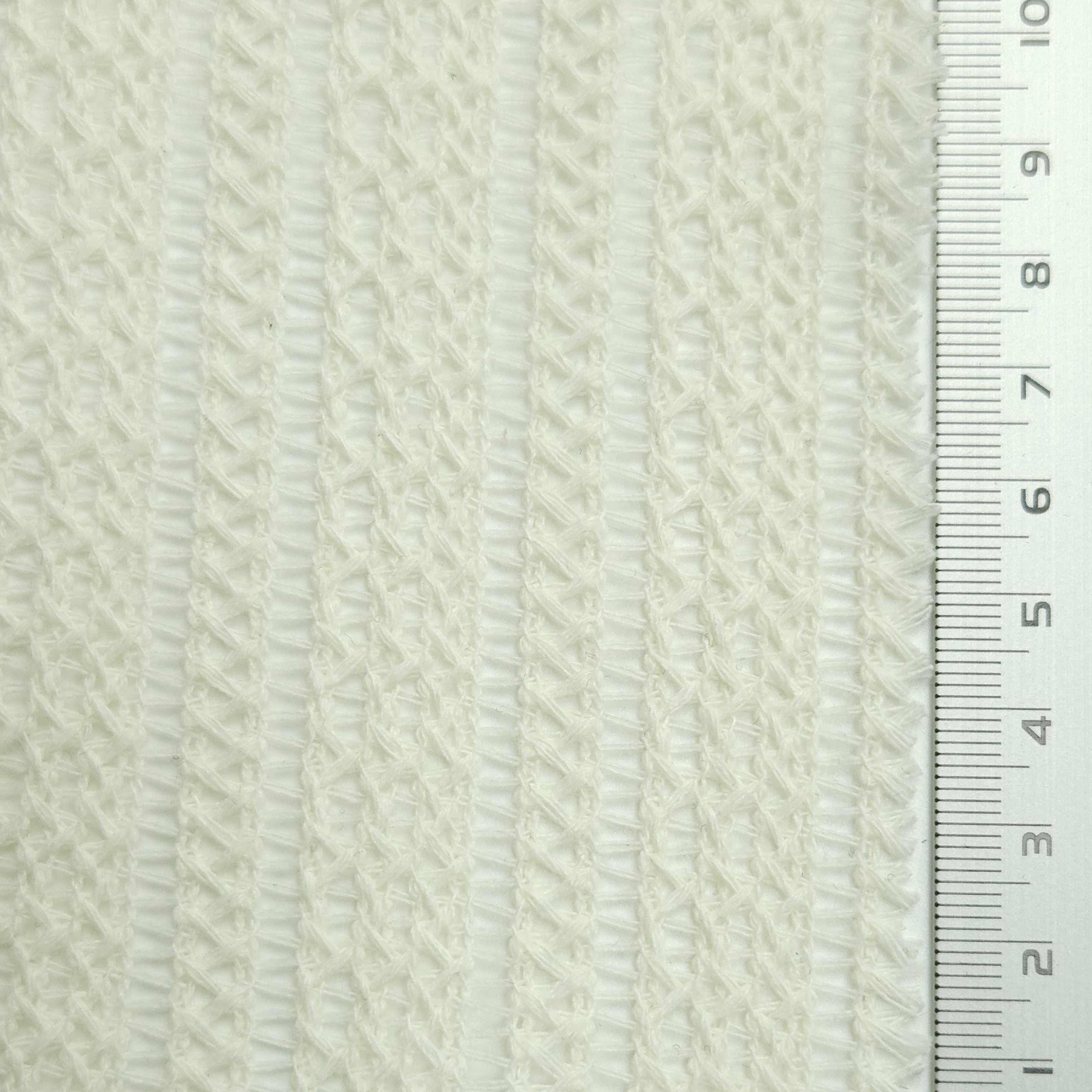 Solid Ethnical Lace Polyester Cotton Knit Fabric - FAB 1562 - 2.Ivory