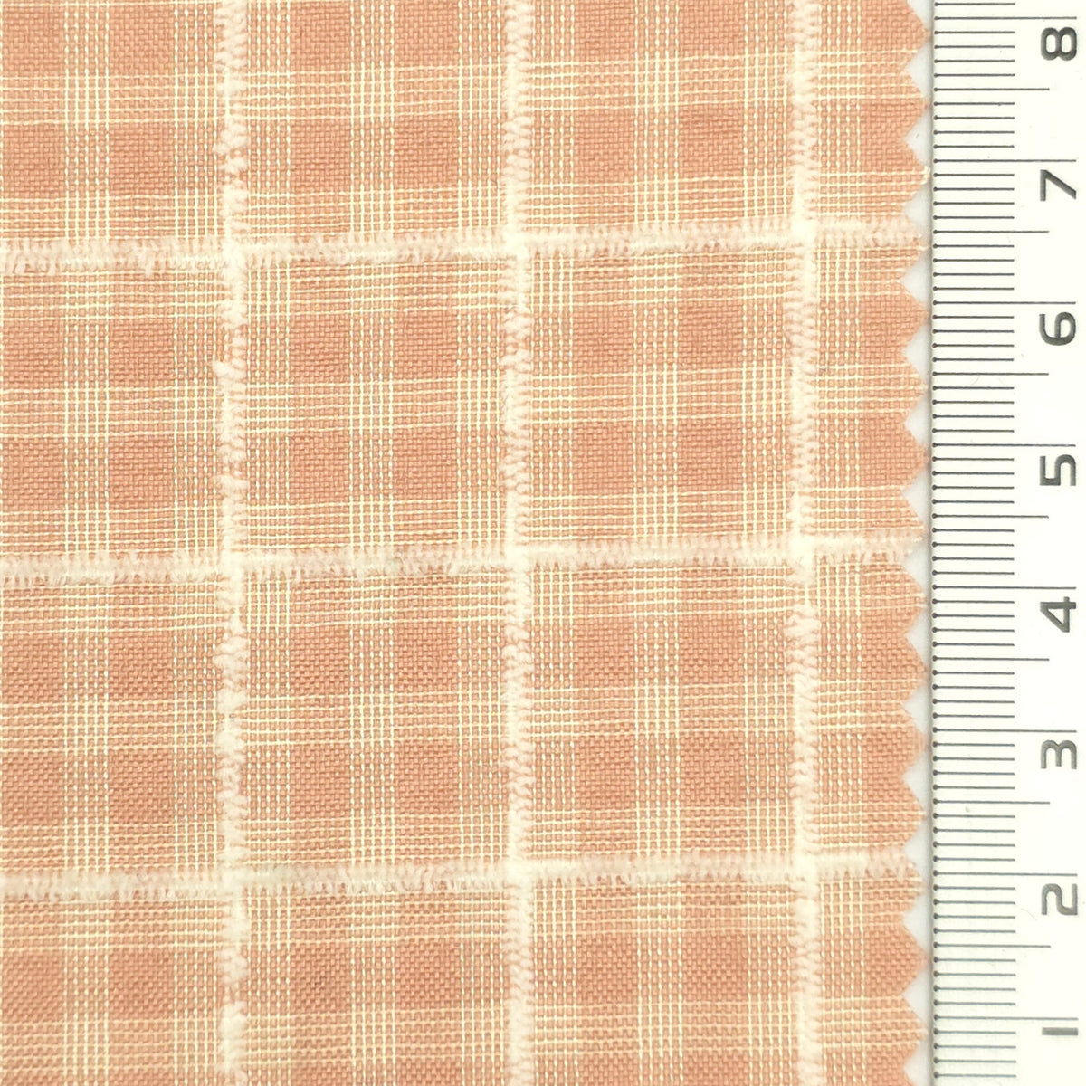 1: Dark Charcoal-2: Peach-3: Mustard Yellow-4: Golden Brown-5: Tan - Textured Lightweight Embroidered Plaid Poly Cotton Shirting Woven Fabric - FAB 1935
