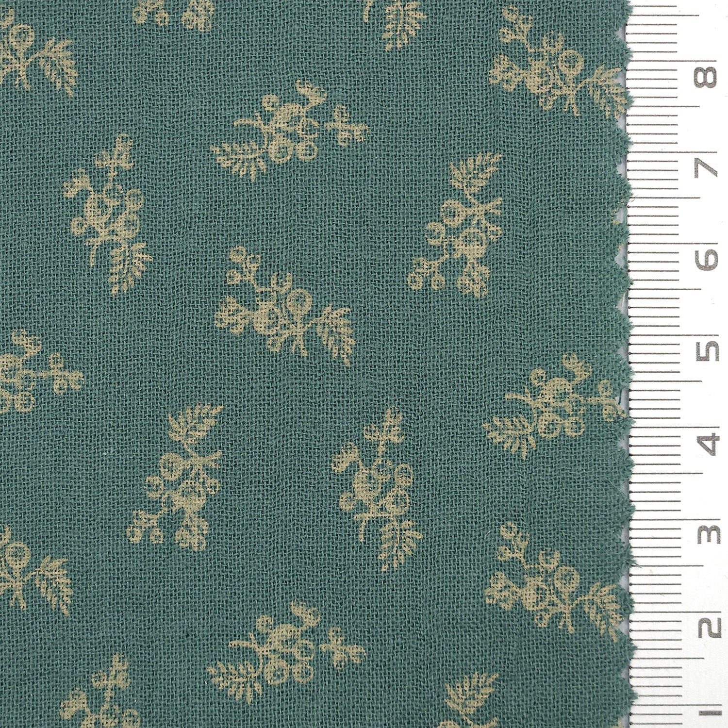 Samll Leafy Print Gauze Cotton Woven Fabric - FAB 1749 - 2.Dark teal