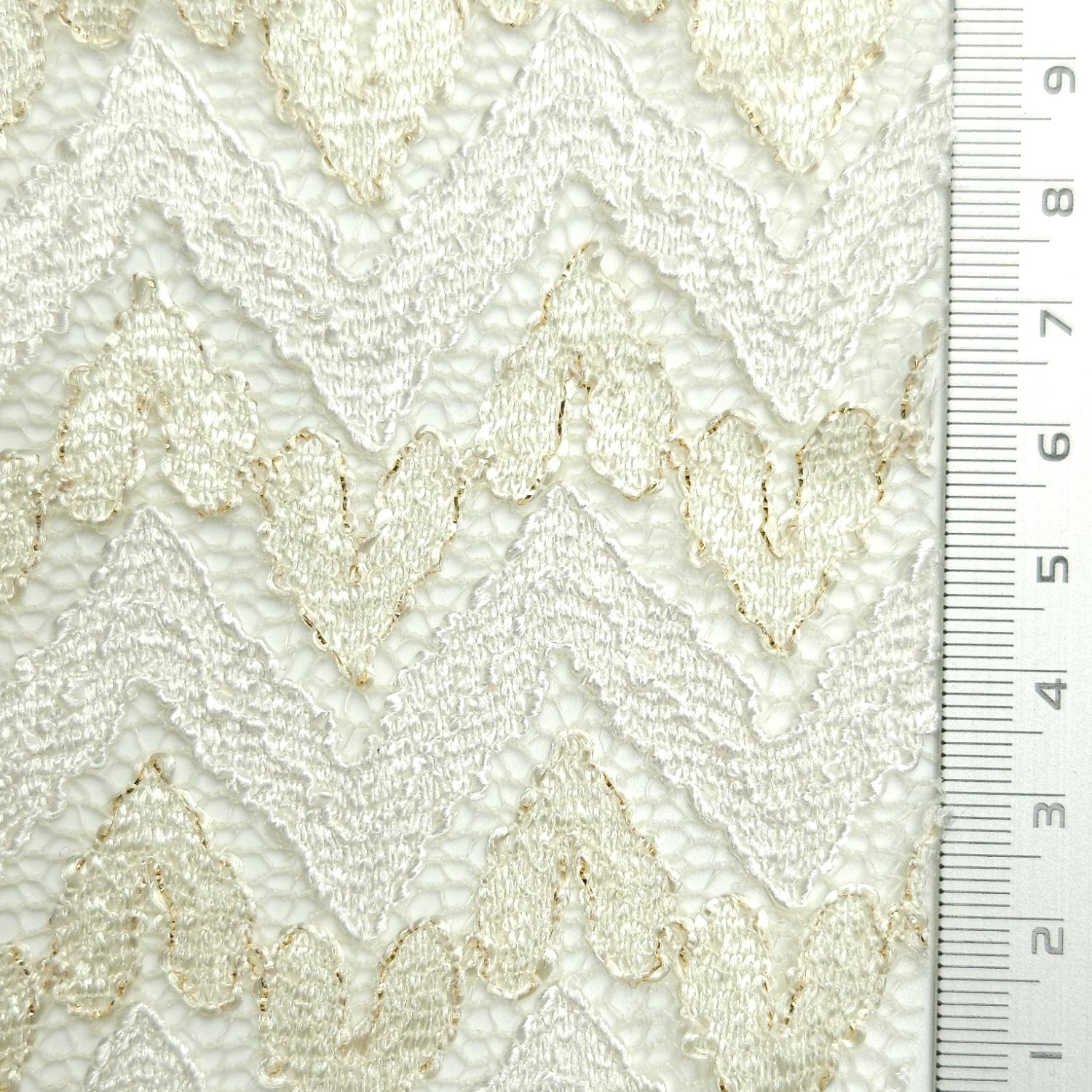 Solid Chevron Lace Polyester Nylon Spandex Knit Fabric - FAB 1581 - 2.Moon Mist