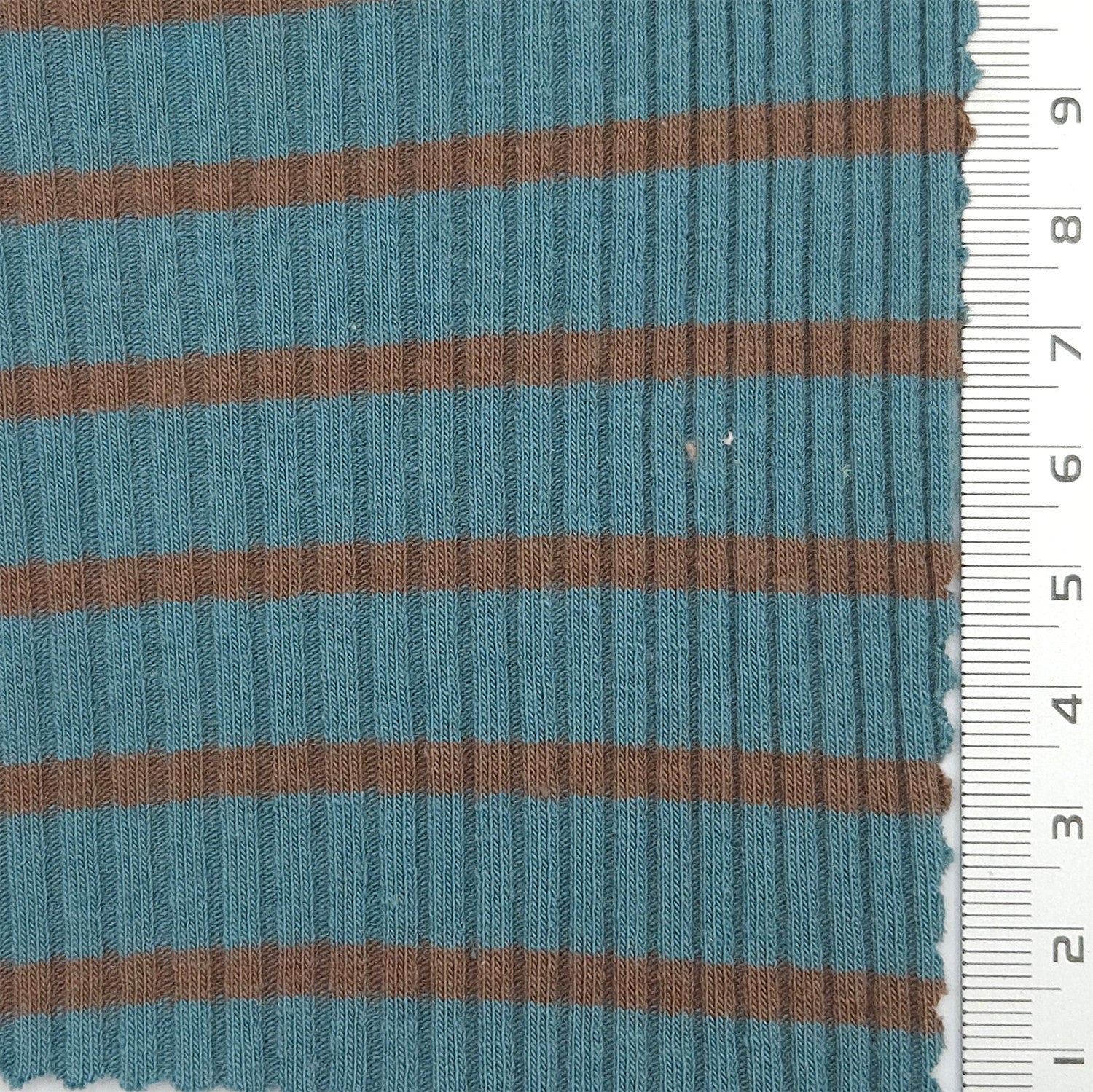 Stripe Rib YarnDyed Rayon Spandex Knit Fabric - FAB 1778 - 2.Teal