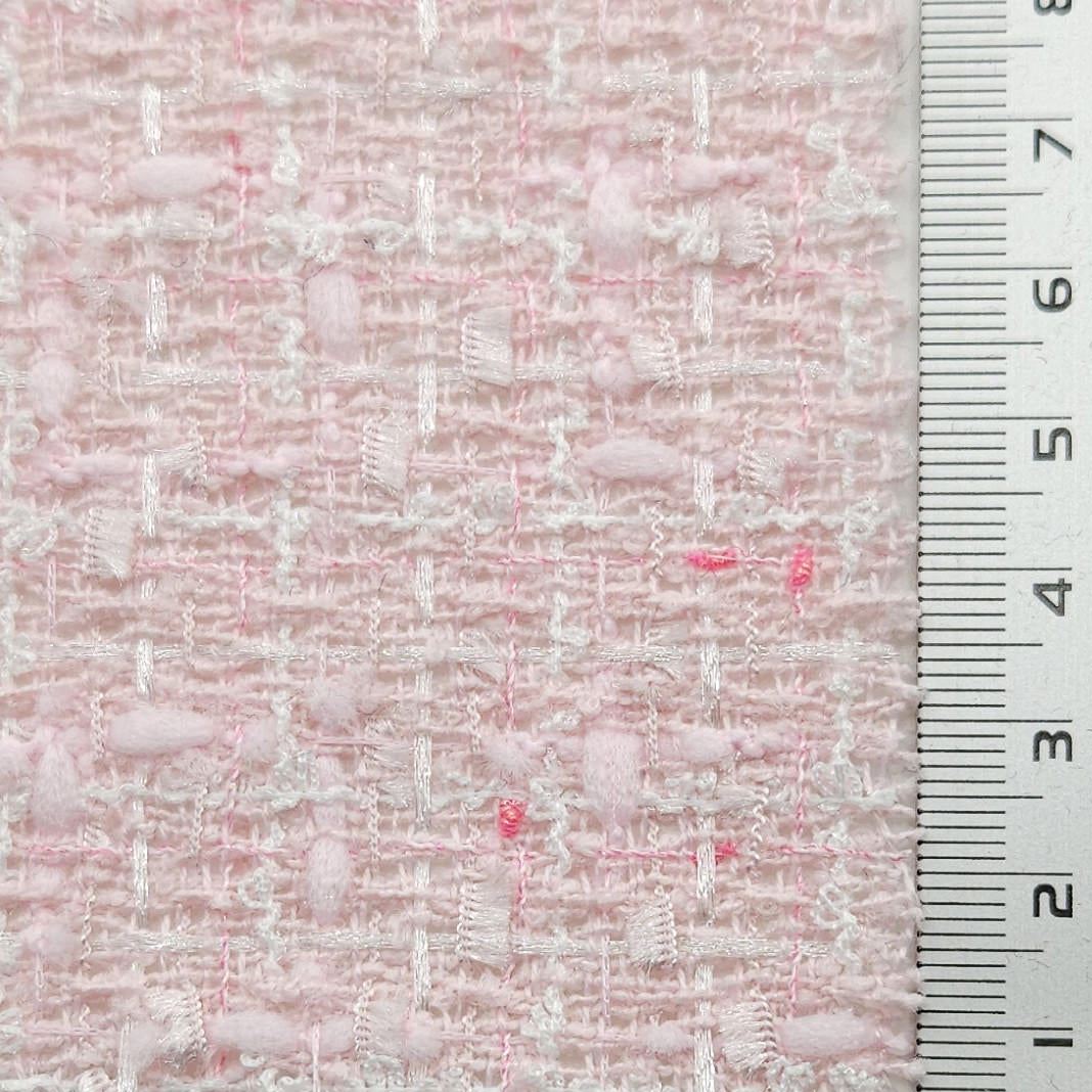 Solid Boucle Tweed Polyester Woven Fabric - FAB 1619 - 2.Pink