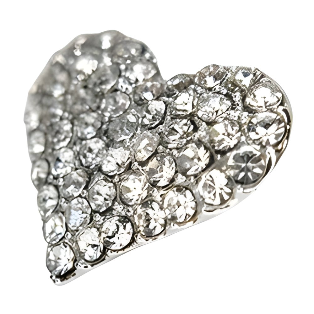 Sparkling Rhinestone Heart Button, 18mm, Silver, DIY Jewelry & Craft Supply - FBTN232 - Silver / 18mm