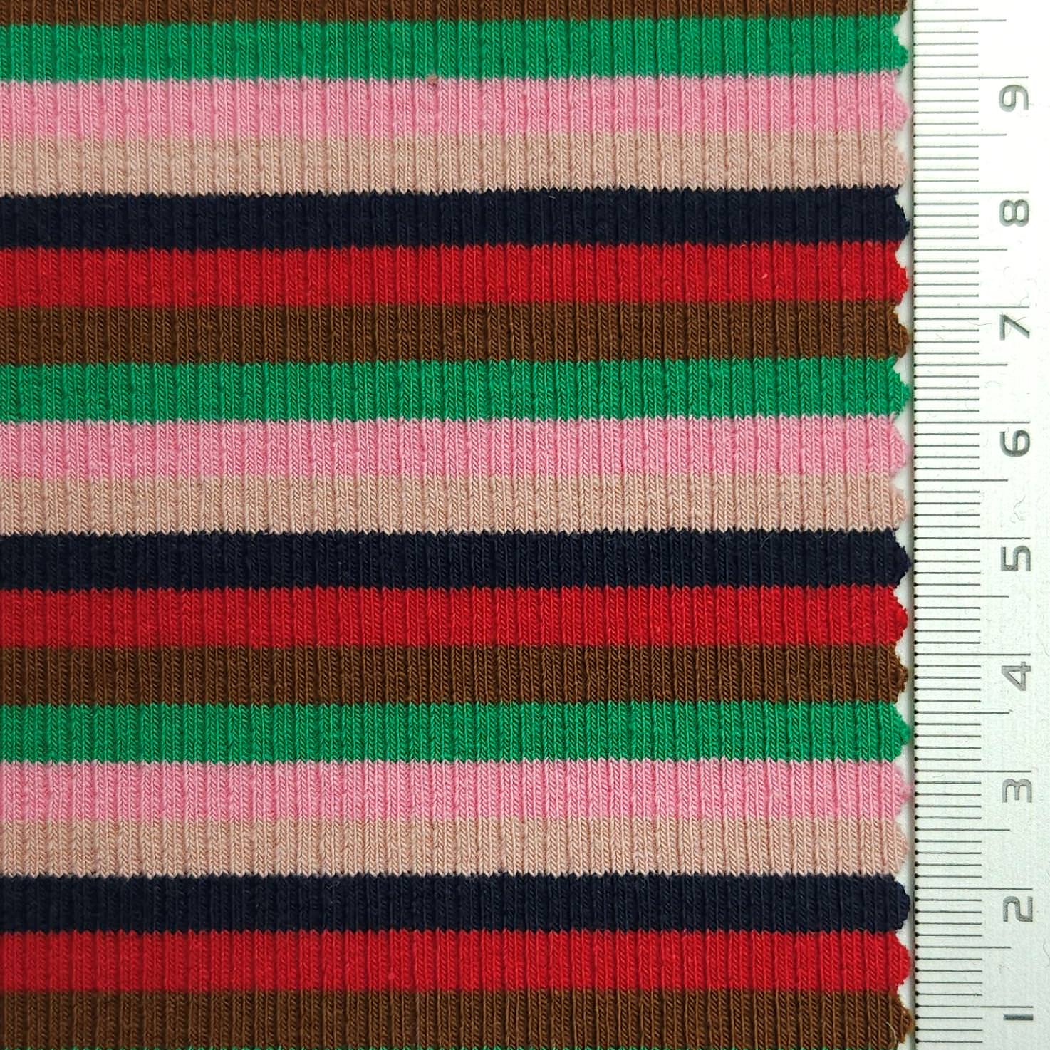 Stripe Rib YarnDyed Spandex Cotton Knit Fabric - FAB 1590 - FAB1590-2