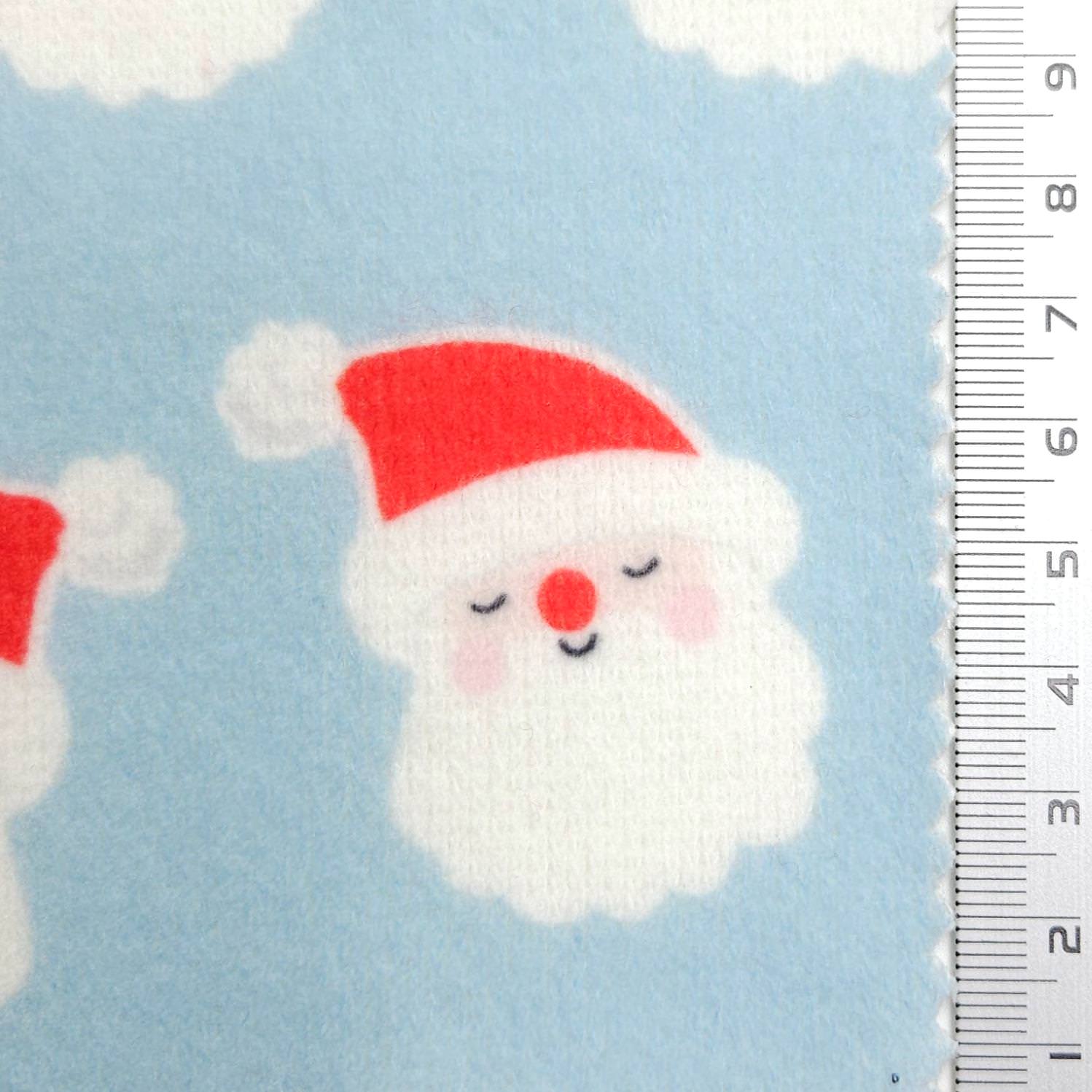 1.Red-2.Mint-3.Pink-4.Ivory-5.Green - Brushed Santa Claus Print Polyester Rayon Knit Fabric - FAB 1612
