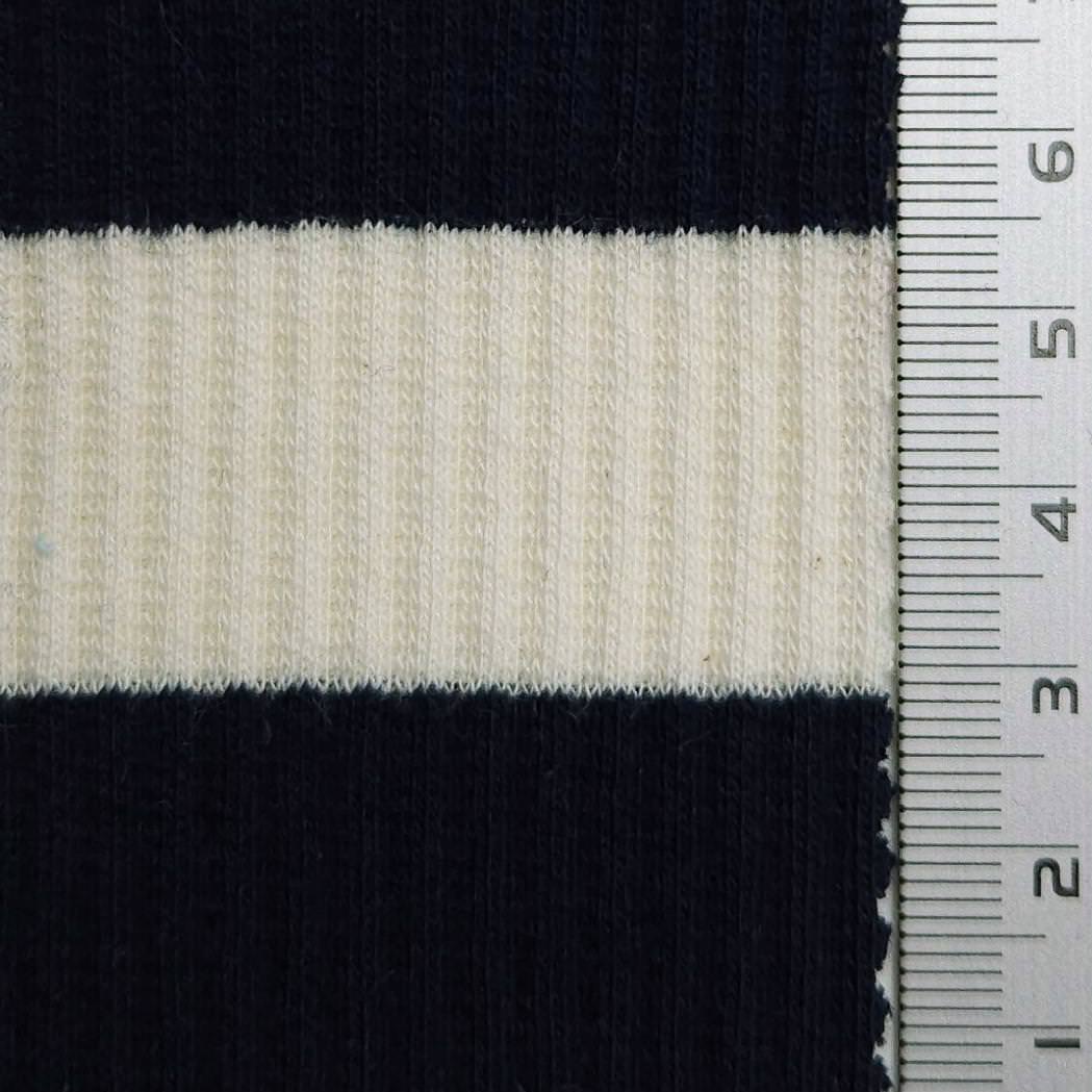 1 Inch Stripe Rib Cotton Spandex Knit Fabric - FAB1608 - 1.White/Black-2.White/Navy-3.White/Red-4.White/Blue-5.White/Blue-6.White/Pink-7.White/Grey-8.White/Green-9.White/Beige-10.White/Royal