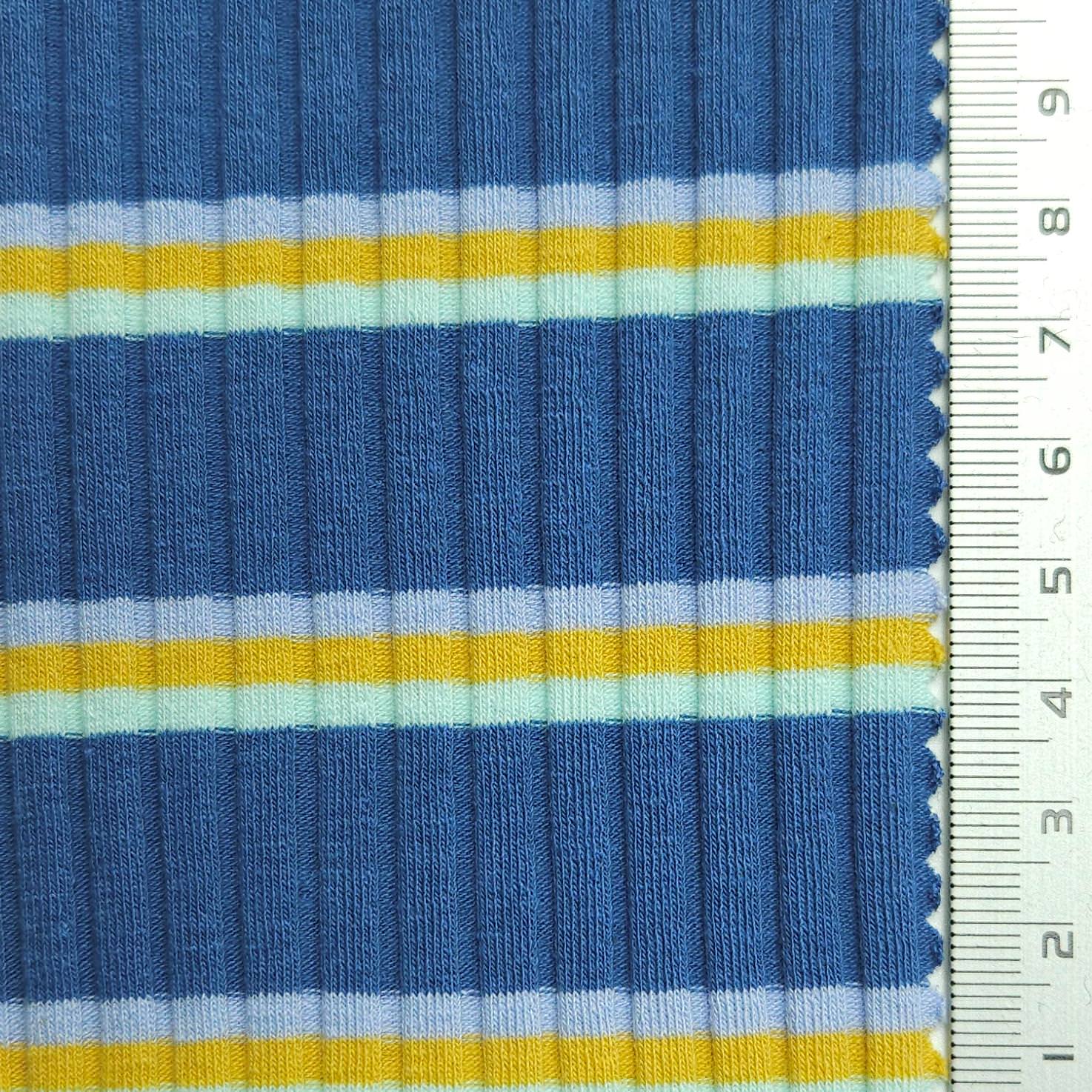 Stripe Rib YarnDyed Spandex Cotton Knit Fabric - FAB 1589 - FAB1589-2