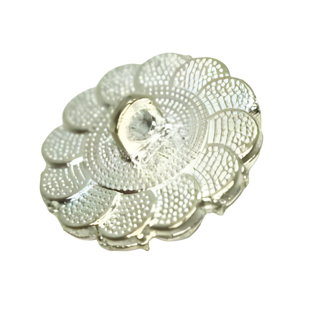 19mm Silver Pearl & Rhinestone Button, Floral Design, Bridal & Couture Detail - FBTN227 - Silver / 19mm