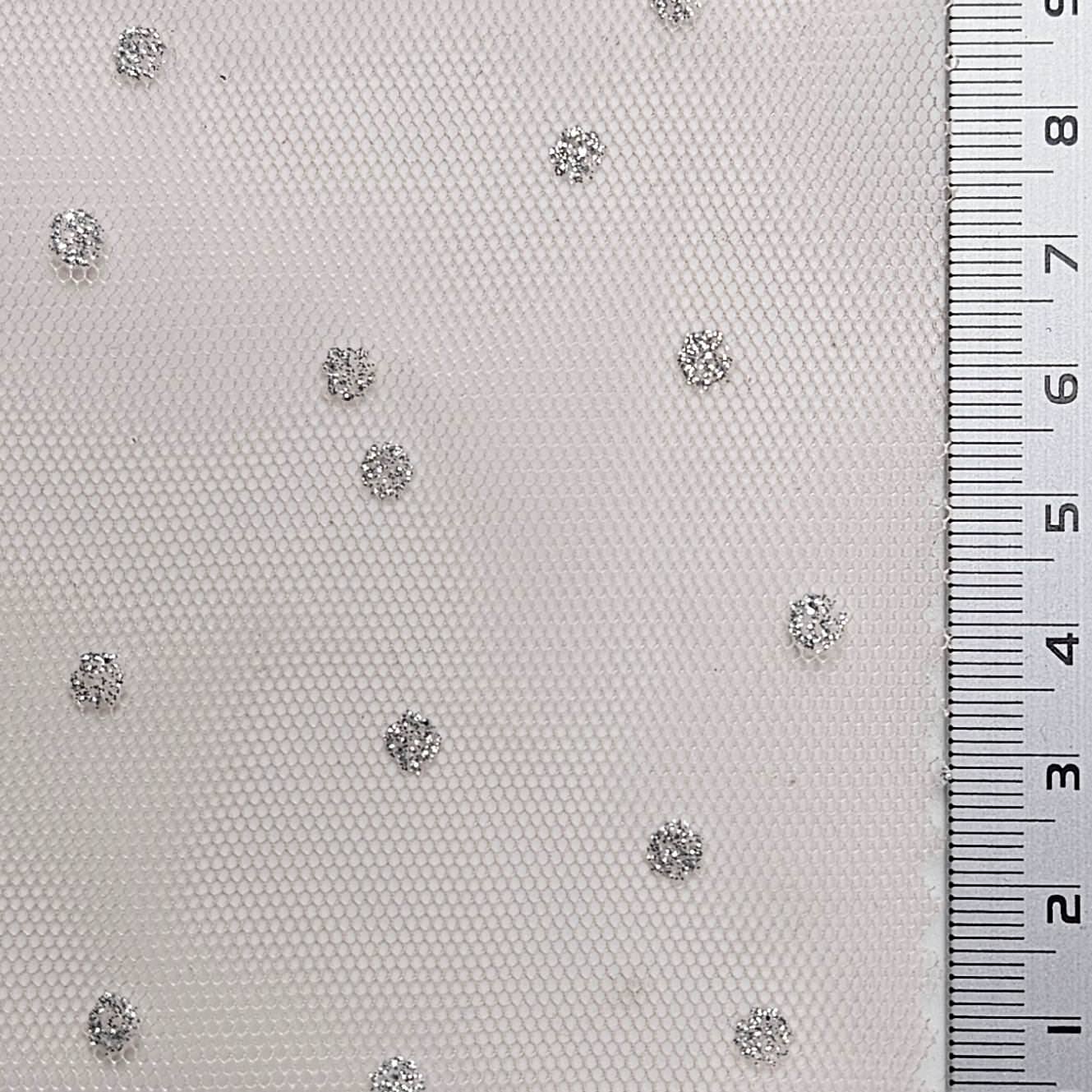 1.Mint-2.Yellow-3.Pink-4.Ivory-5.White - Dot Mesh Metallic Polyester Knit Fabric - FAB 1609