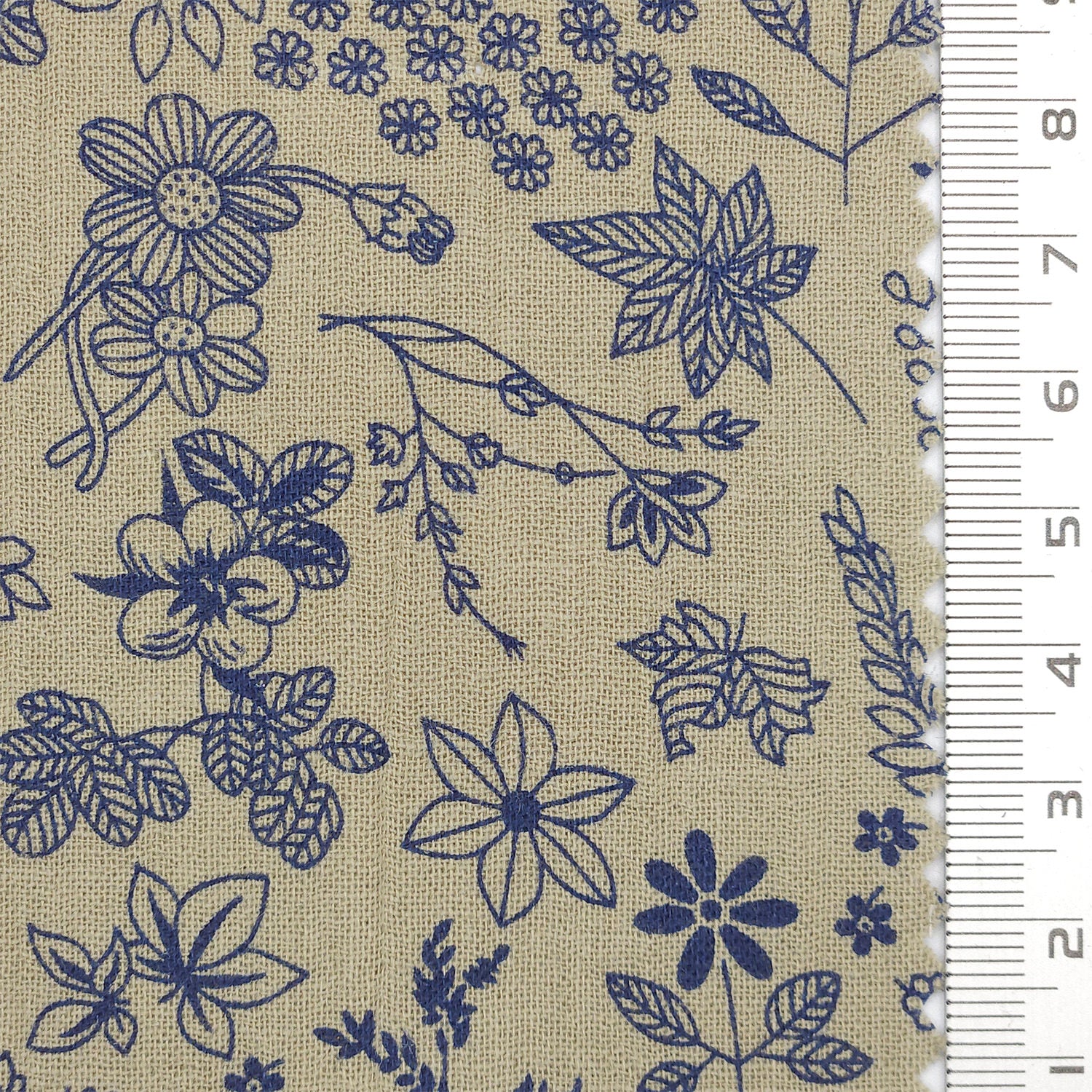 Intricate Botanical Toile Print Gauze Cotton Woven Fabric - FAB1750 - 1.Ivory-2.Cream-3.Beige-4.Powder blue-5.Rose-6.Black