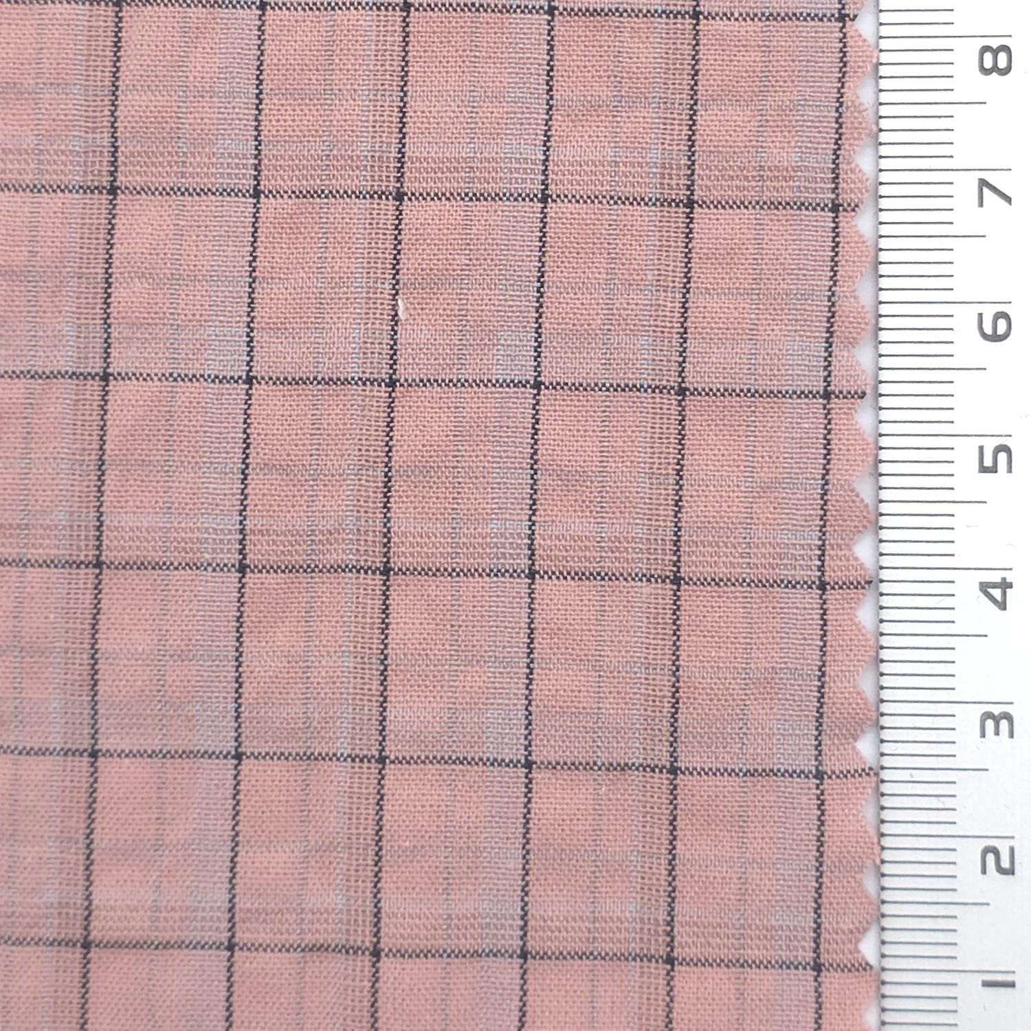 Tattersall Check Polyester Cotton Woven Fabric - FAB1969 - Dusty Rose