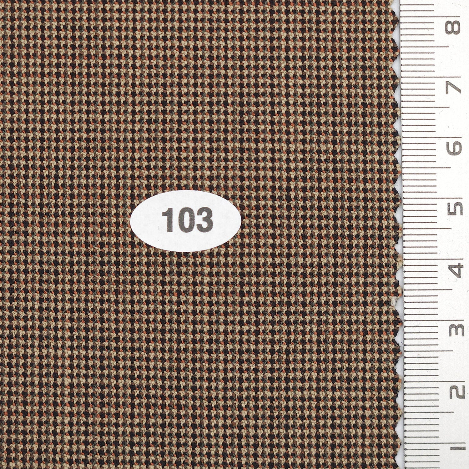 Tiny Houndstooth Polyester Spandex Rayon Woven Fabric - FAB 1752 - 3.Brown Orange