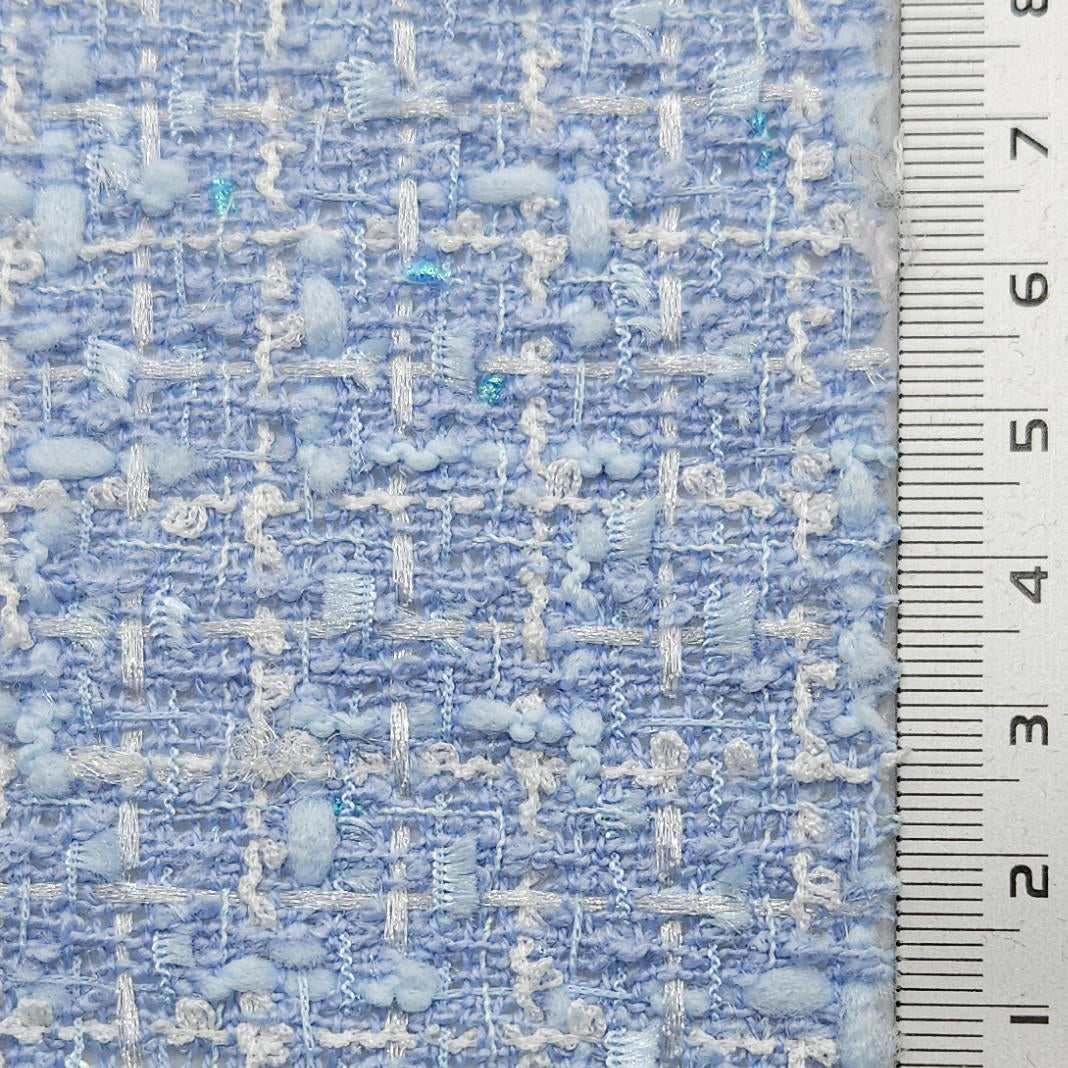 Solid Boucle Tweed Polyester Woven Fabric - FAB 1619 - 3.Blue