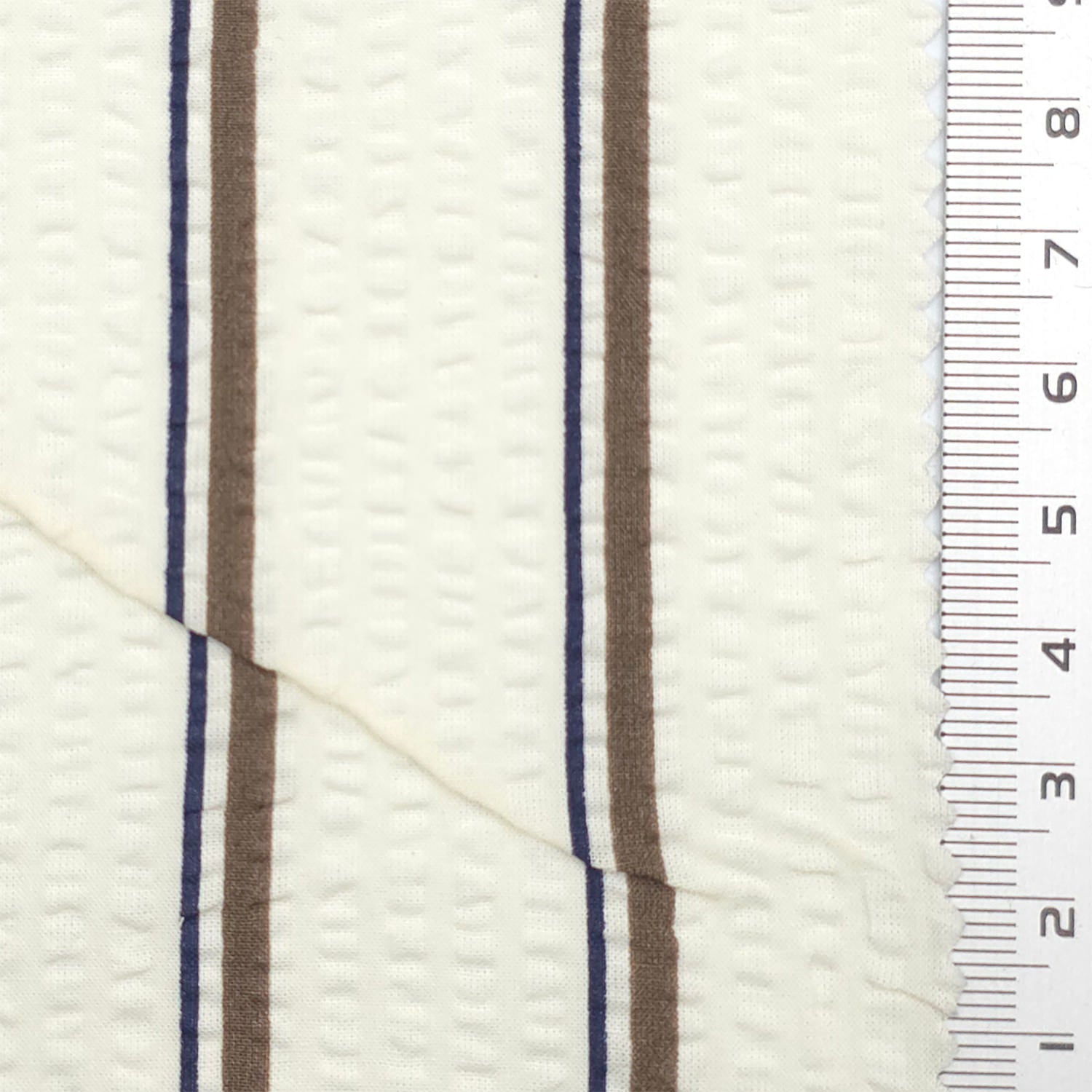 Stripe Textured Cotton Woven Fabric - FAB 1829 - 3.Espresso Brown & Navy Blue