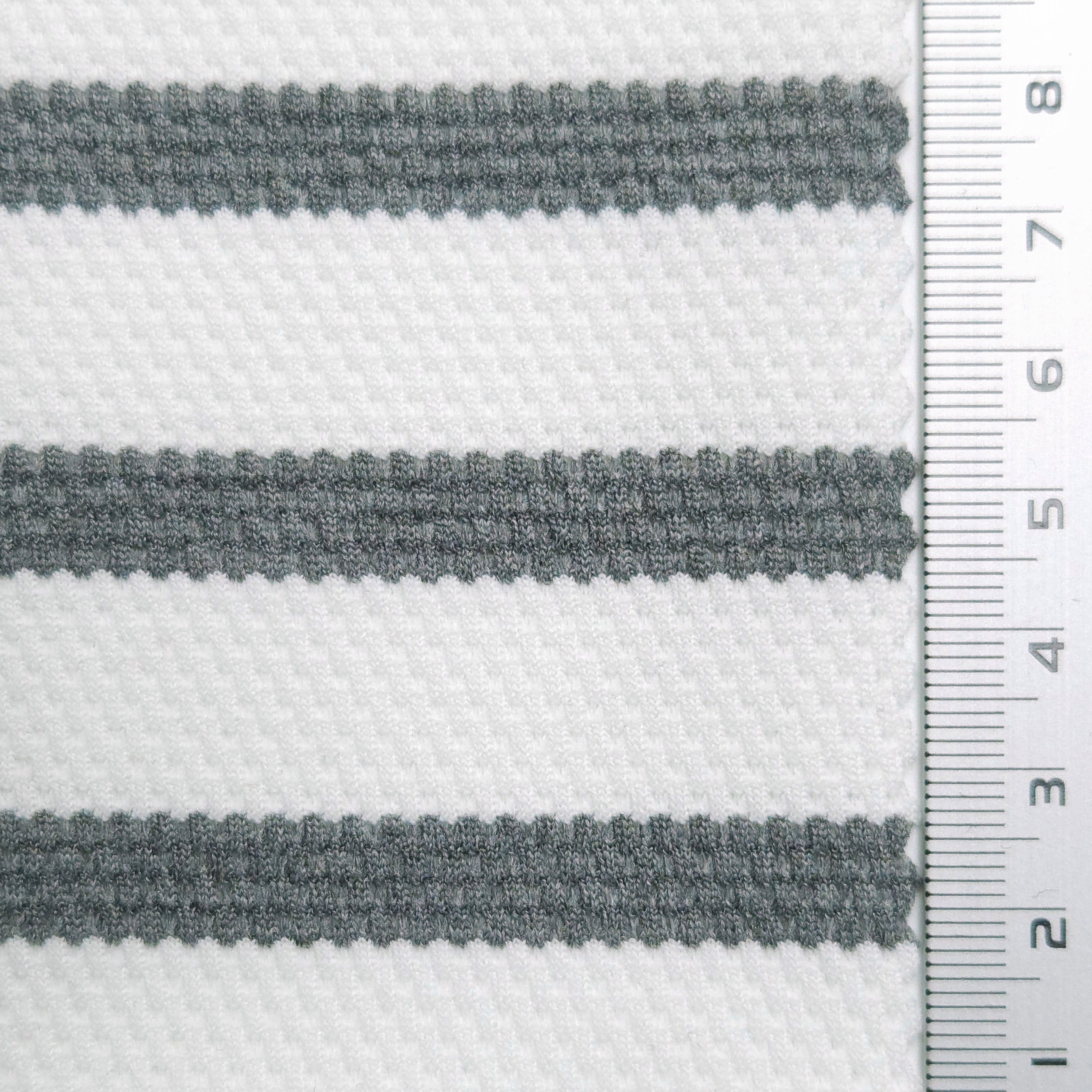 Stripe Waffle Polyester Spandex Knit Fabric | FAB1564 | 1.Navy - Stripe, 2.Black - Stripe, 3.Grey - Stripe, 4.Navy - Stripe, 5.Black - Stripe, 6.Grey - Stripe, 7.Navy - Solid, 8.Black - Solid, 9.Grey - Solid, 10.White - Solid by Fabricis.com #