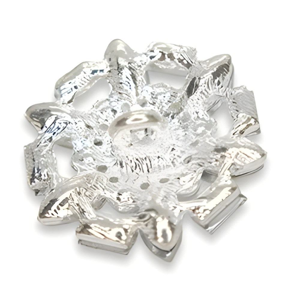 25mm Silver Rhinestone Cluster Button, Geometric Crystal Design, Sparkling Accent - FBTN240 - Silver / 25mm