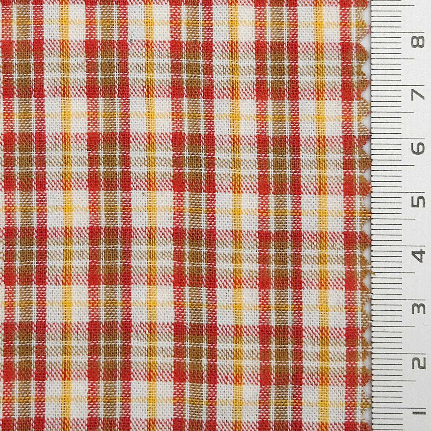 Multi Color Check YarnDyed Polyester Cotton Woven Fabric - FAB 1788 - 3.Red