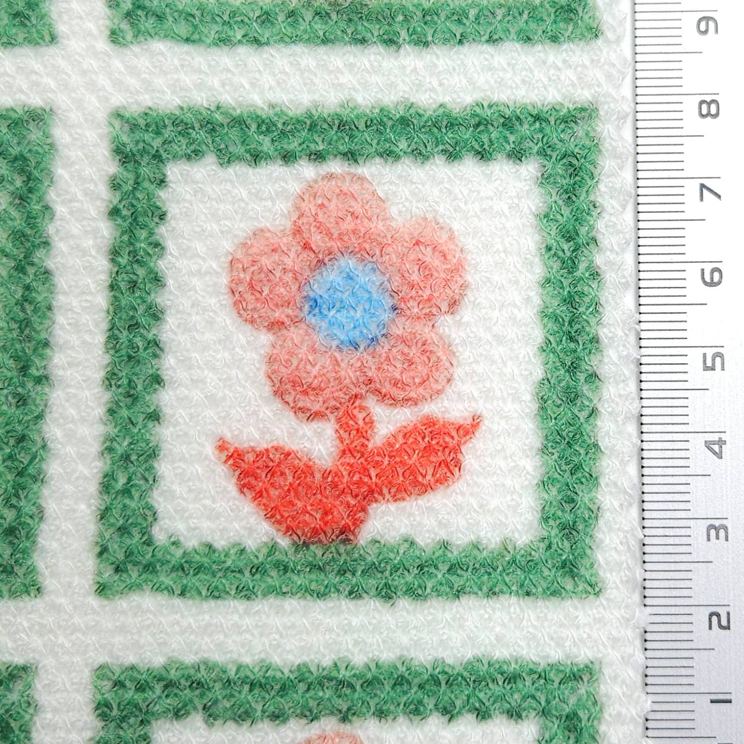 Jersey Square Flower Rayon Polyester Knit Fabric - FAB 1614 - 3.Green