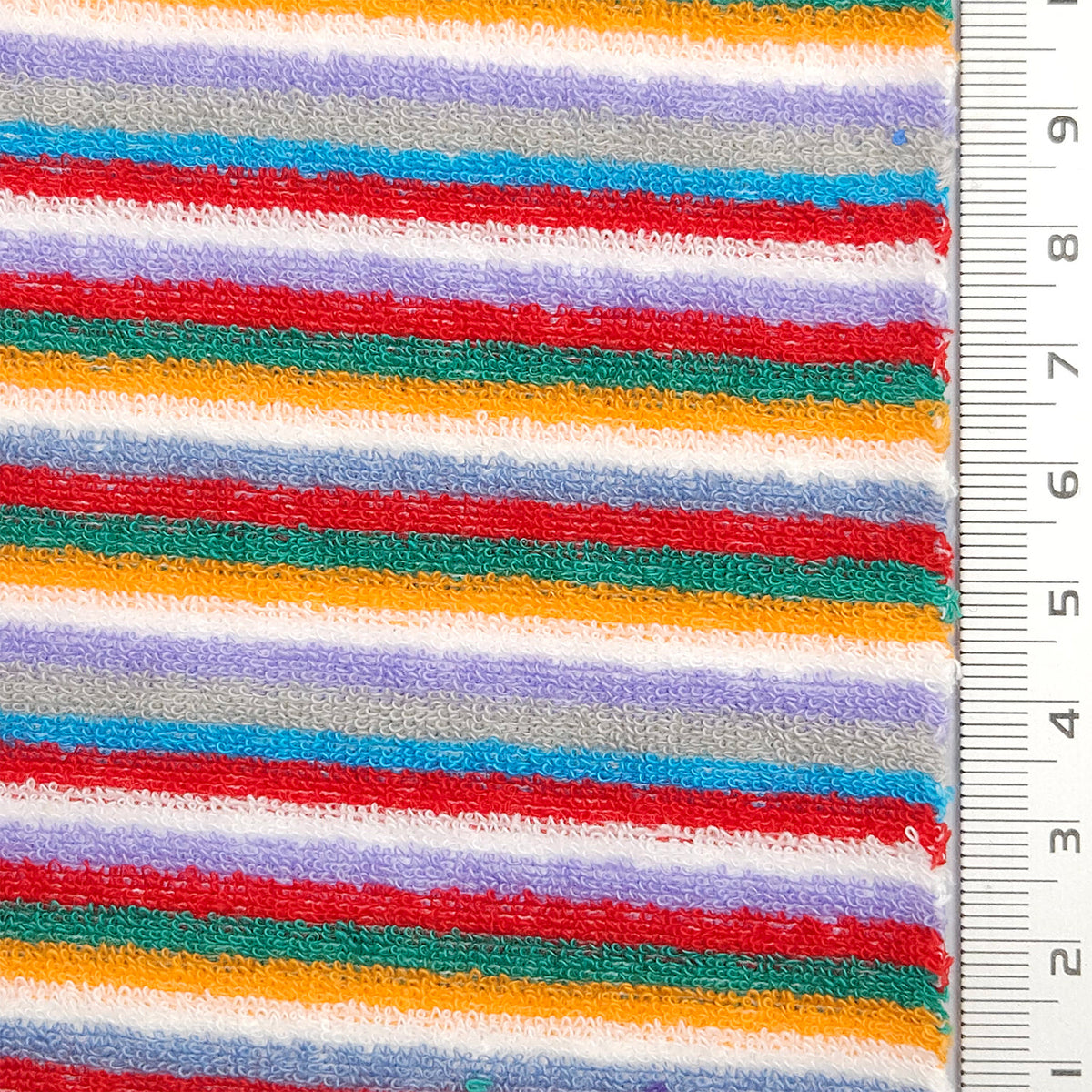 1.Green/Yellow-2.Red/Blue-3.Red/Orange-4.Pink/Green-Swatch - Multi Color Towel Stripe Terry Spandex Cotton Polyester Knit Fabric - FAB 1776