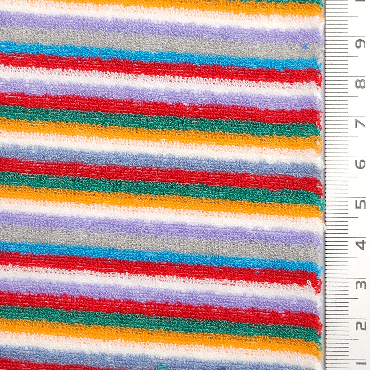Multi Color Towel Stripe Terry Spandex Cotton Polyester Knit Fabric - FAB 1776 - 3.Red Orange