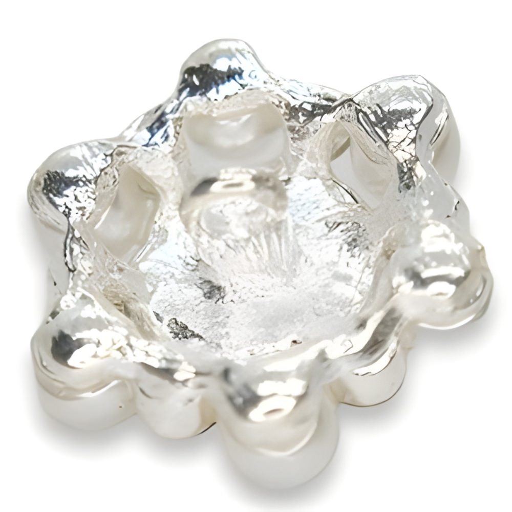 21mm Pearl & Crystal Button, Ivory Pearl, Clear Rhinestones, Silver Setting - FBTN247 - Silver / 21mm