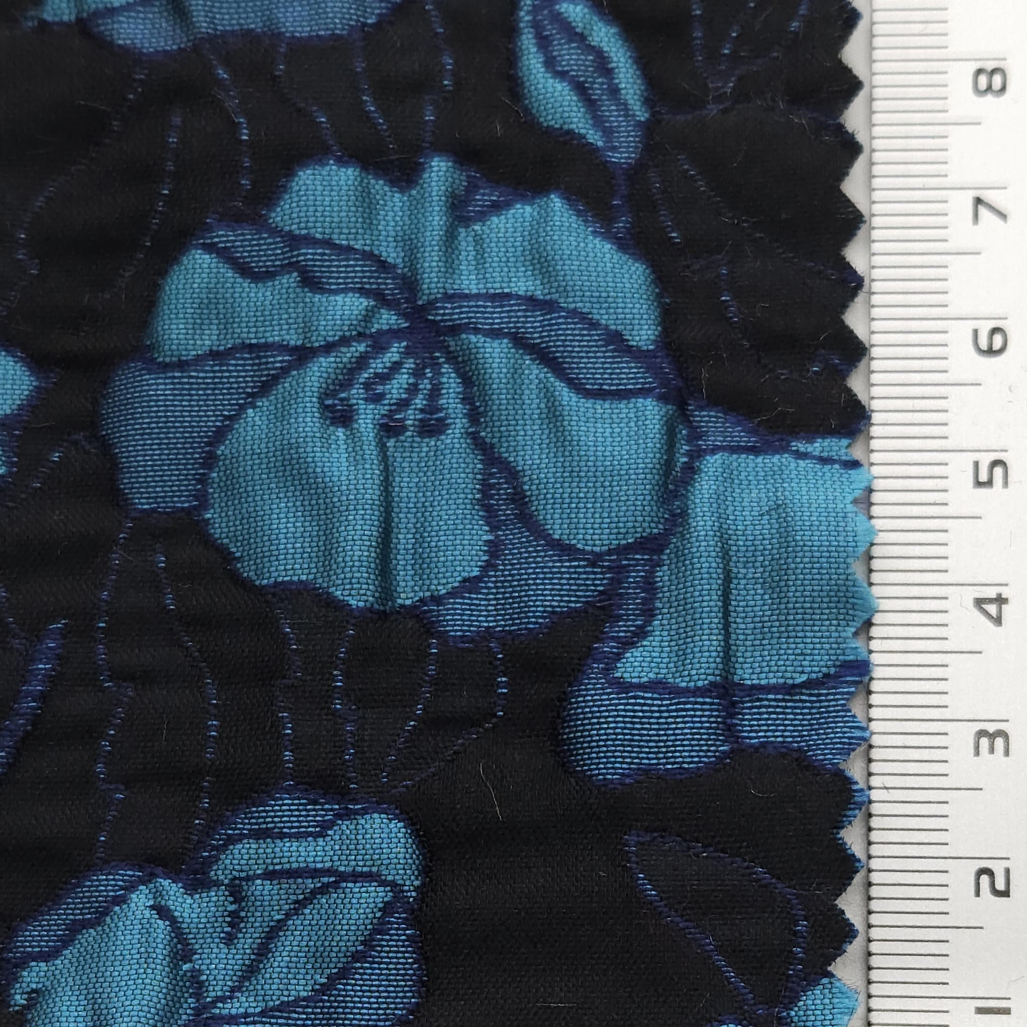 Floral Jacquard YarnDyed Polyester Woven Fabric - FAB 1624 - 3.Turquoise