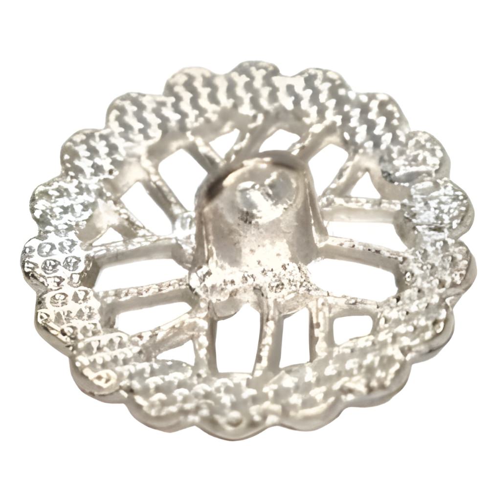 18mm Silver Rhinestone Web Button, Delicate Crystal Design, Subtle Sparkle - FBTN241 - Silver / 18mm