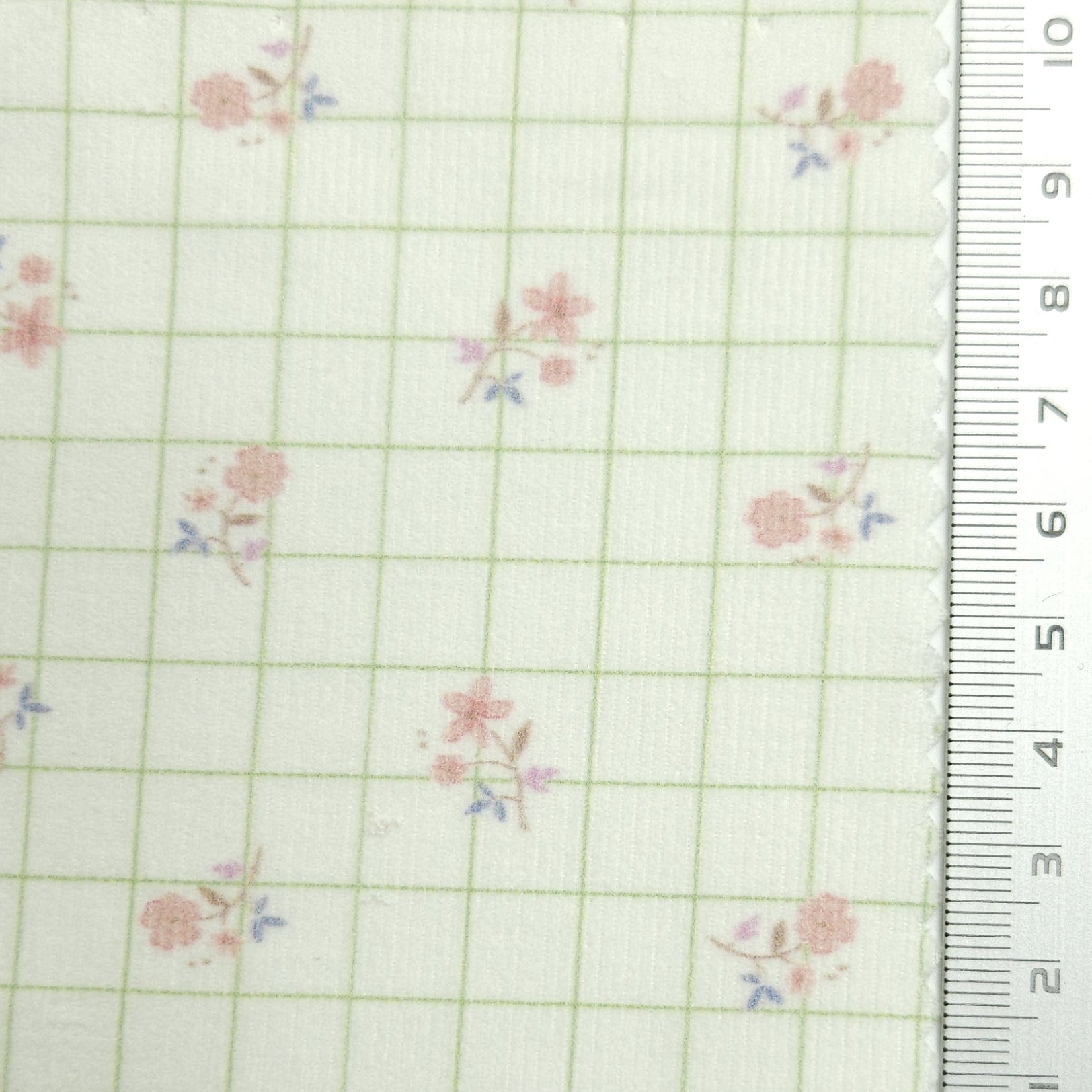 Print Check Floral Cotton Woven Fabric - FAB 1580 - 3.Paris White