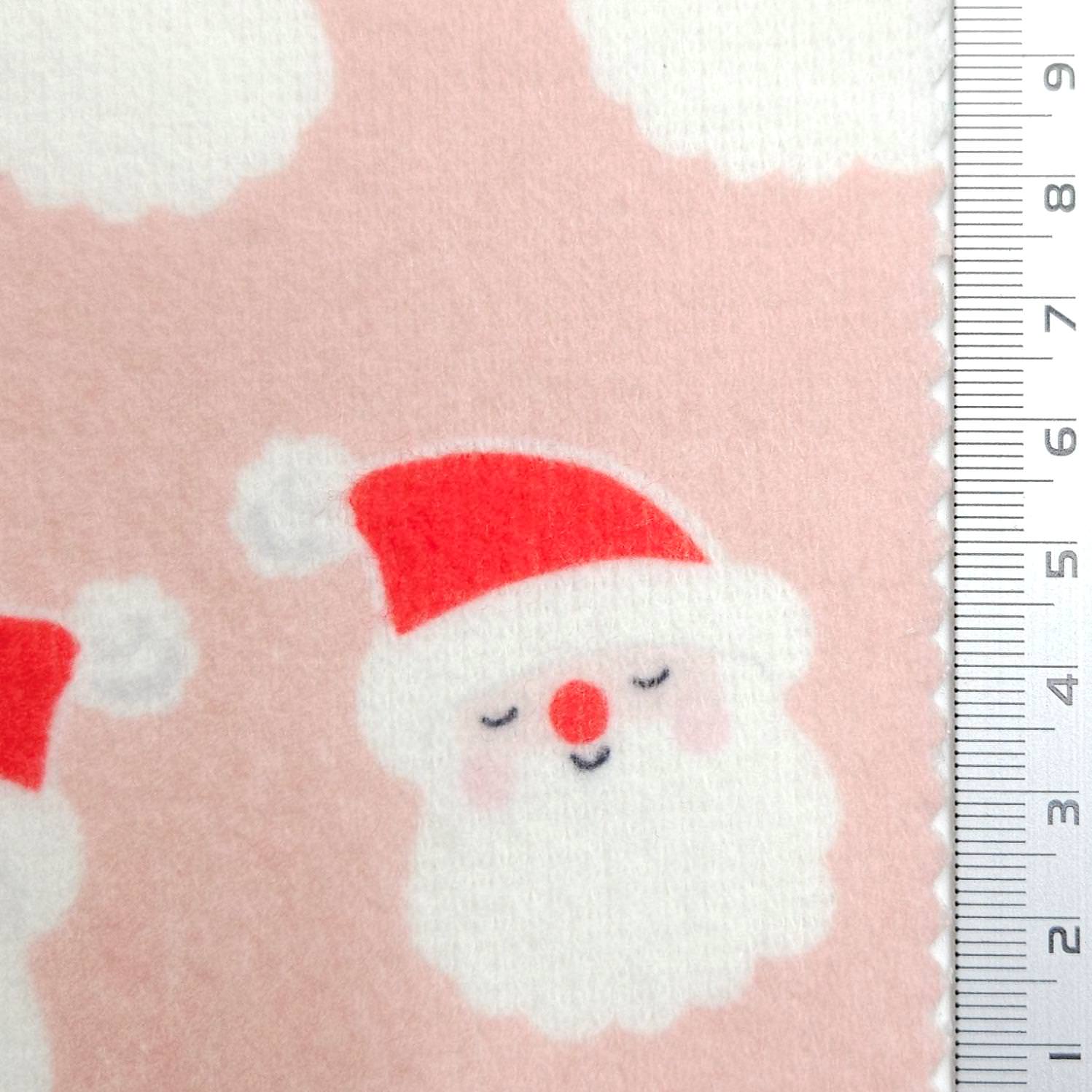 1.Red-2.Mint-3.Pink-4.Ivory-5.Green - Brushed Santa Claus Print Polyester Rayon Knit Fabric - FAB 1612