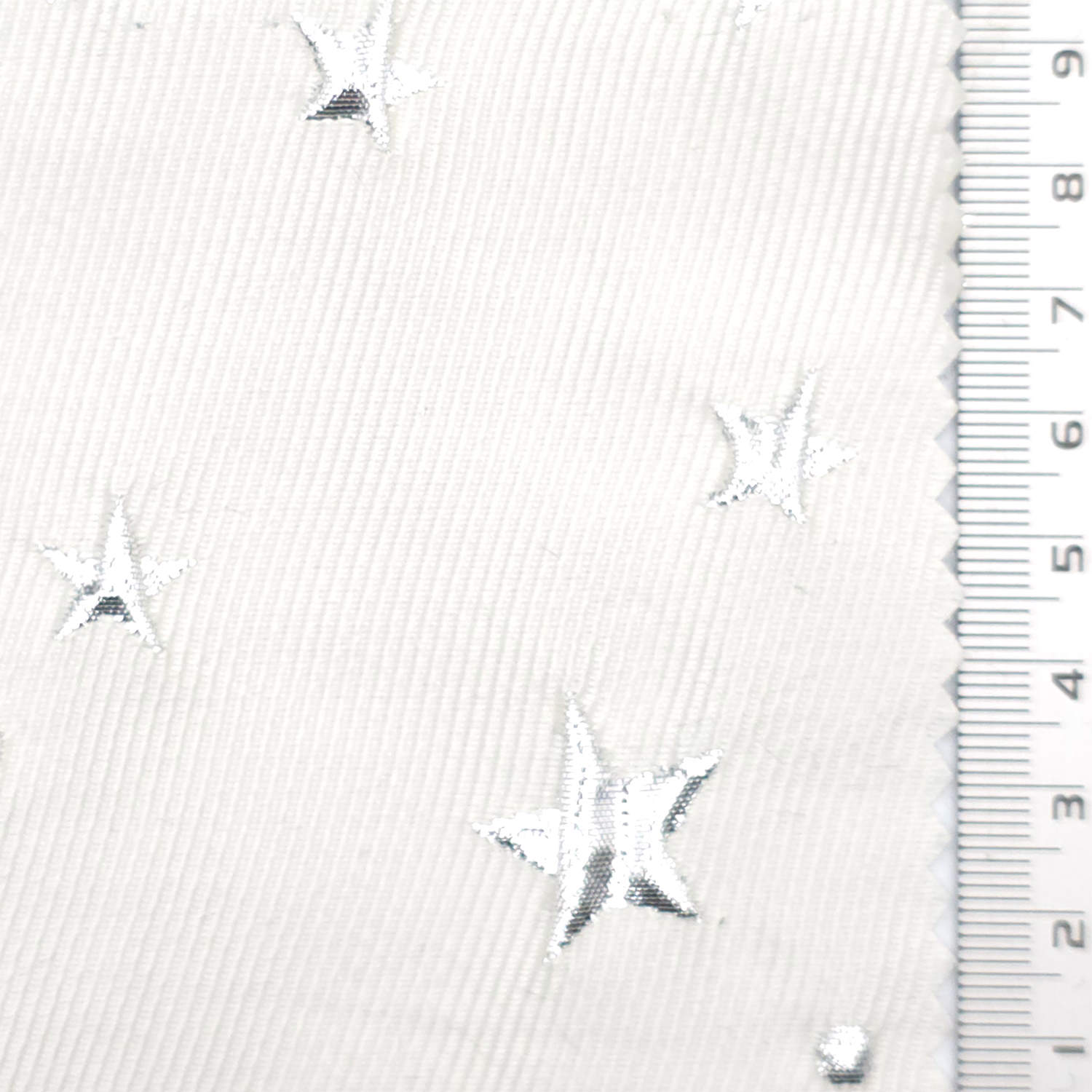 Dot Star Jacquard Polyester Nylon Metallic Woven Fabric - FAB 1819 - 3.White Silver