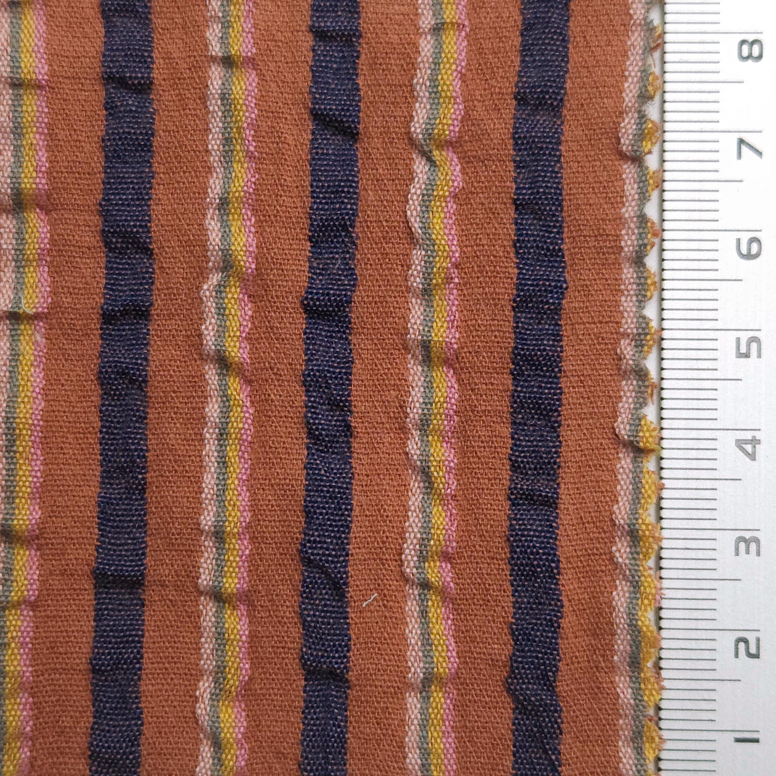 1.Pale Taupe-2.Heather-3.Coral Tree-4.Pale Brown-5.Quill Grey - Stripe Jacquard YarnDyed Polyester Cotton Woven Fabric - FAB 1583