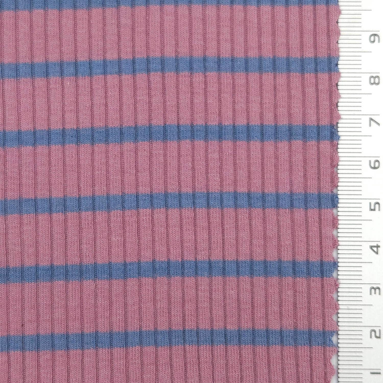 Stripe Rib YarnDyed Rayon Spandex Knit Fabric - FAB 1778 - 3.Pink