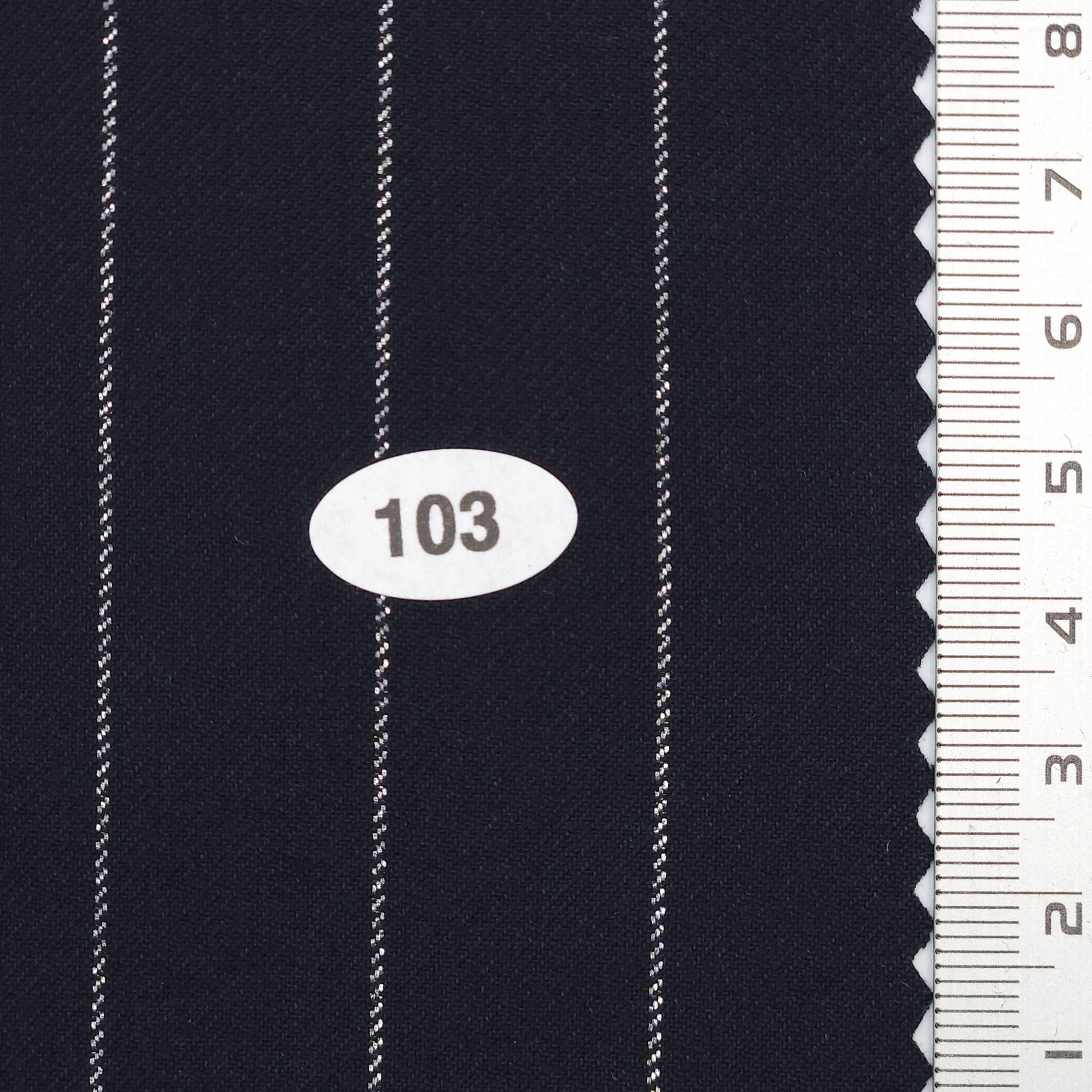 20 mm Pin Stripe Spandex Polyester Metallic Rayon Woven Fabric - FAB 1751 - 3.Dark Navy
