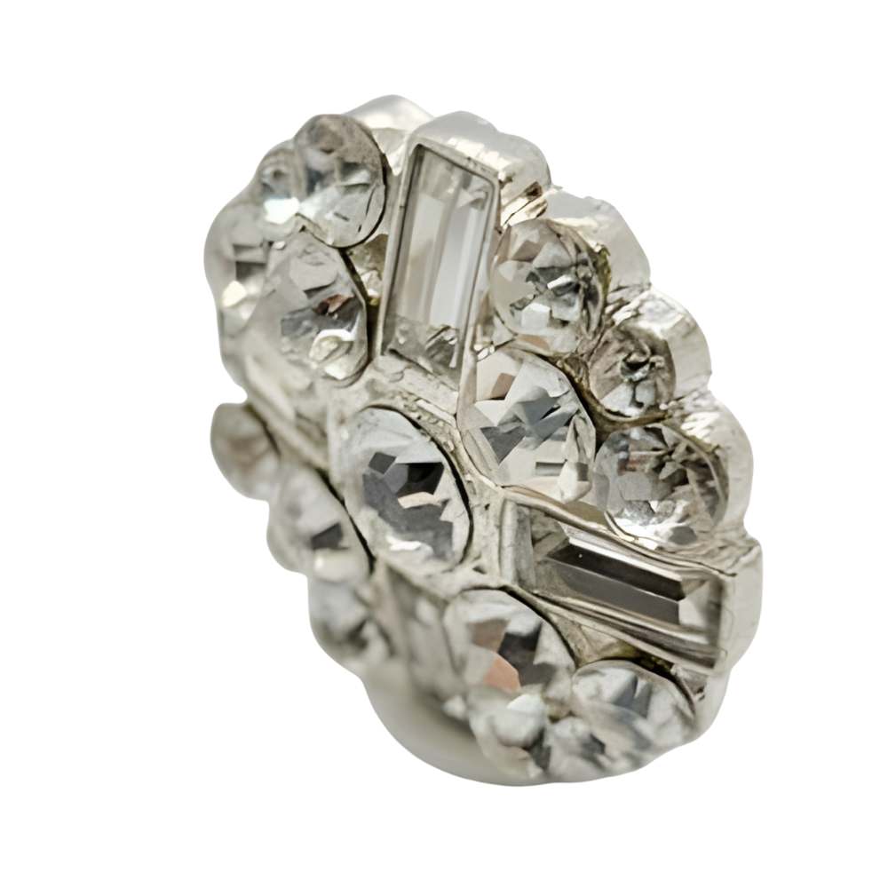 18~25mm Silver Rhinestone Cluster Button, Geometric Crystal Design, Sparkling Accent - FBTN239 - Silver / 18mm-Silver / 25mm