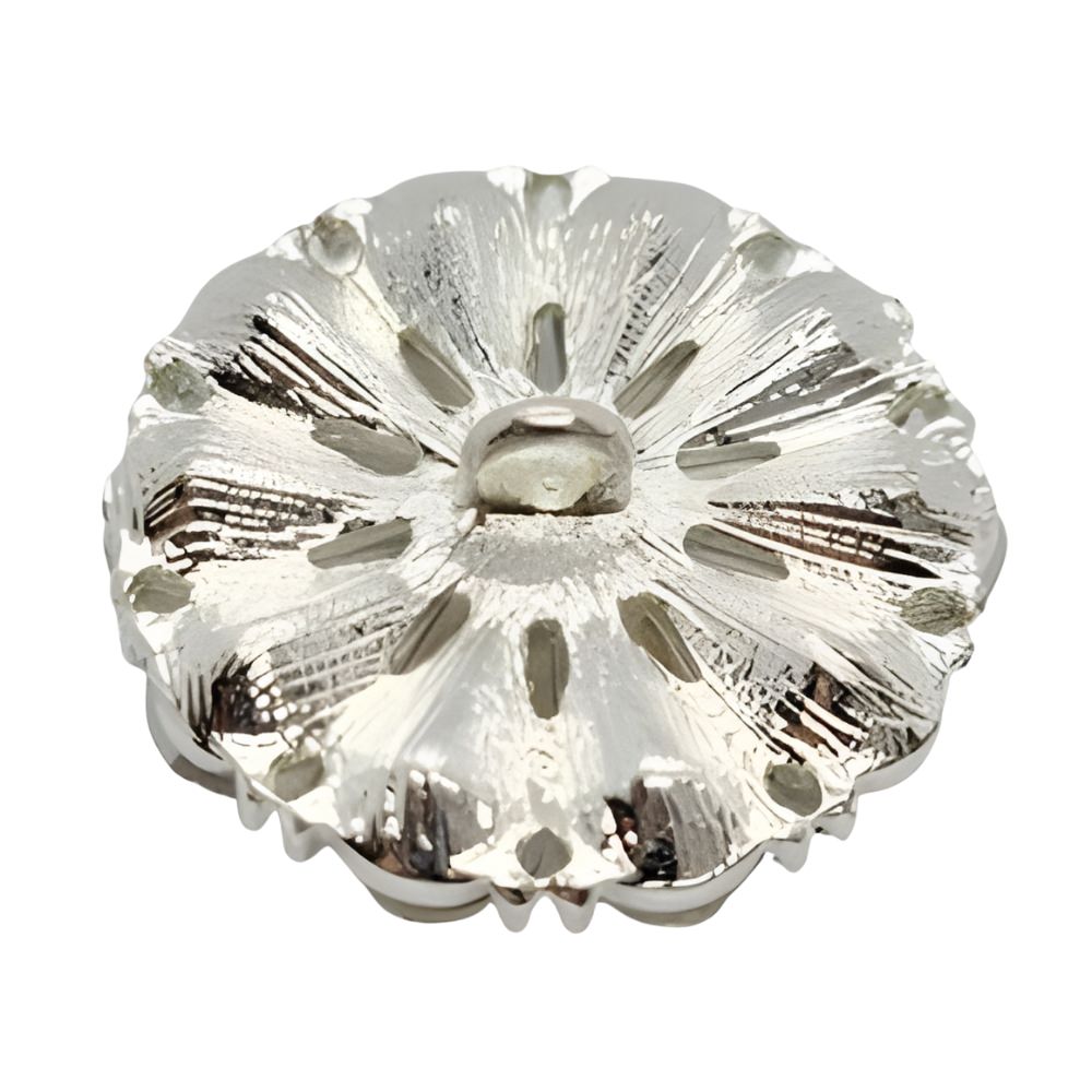 Large Crystal Petal Button, 25mm, Clear Rhinestones, Bridal & Fashion - FBTN262 - Silver / 25mm