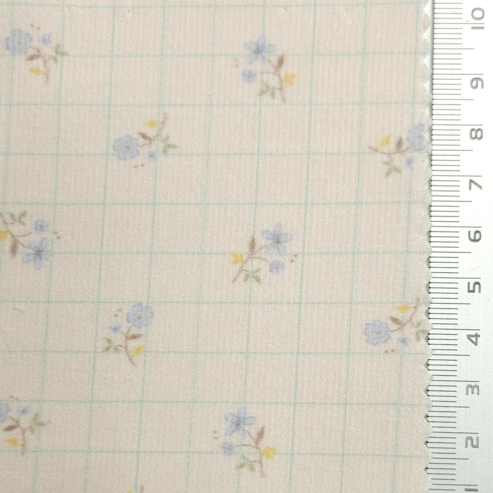 Print Check Floral Cotton Woven Fabric - FAB 1580 - 4.Pale Slate