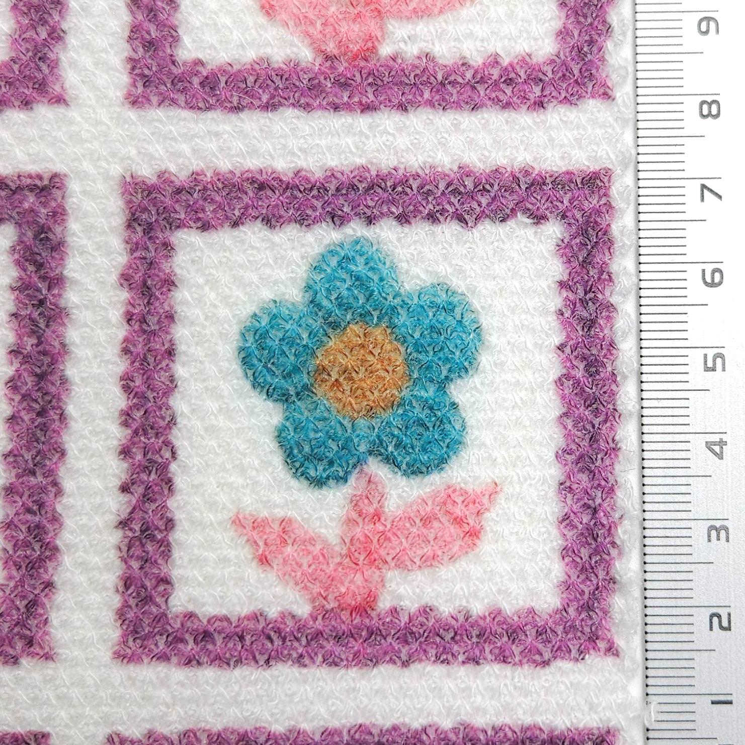 Jersey Square Flower Rayon Polyester Knit Fabric - FAB 1614 - 4.Purple
