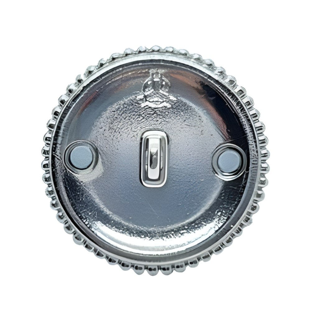 Unique Layered Button, 23mm, Leather Center, Crystal Ring, Fashion & Craft Supply - FBTN258 - Silver / 23mm