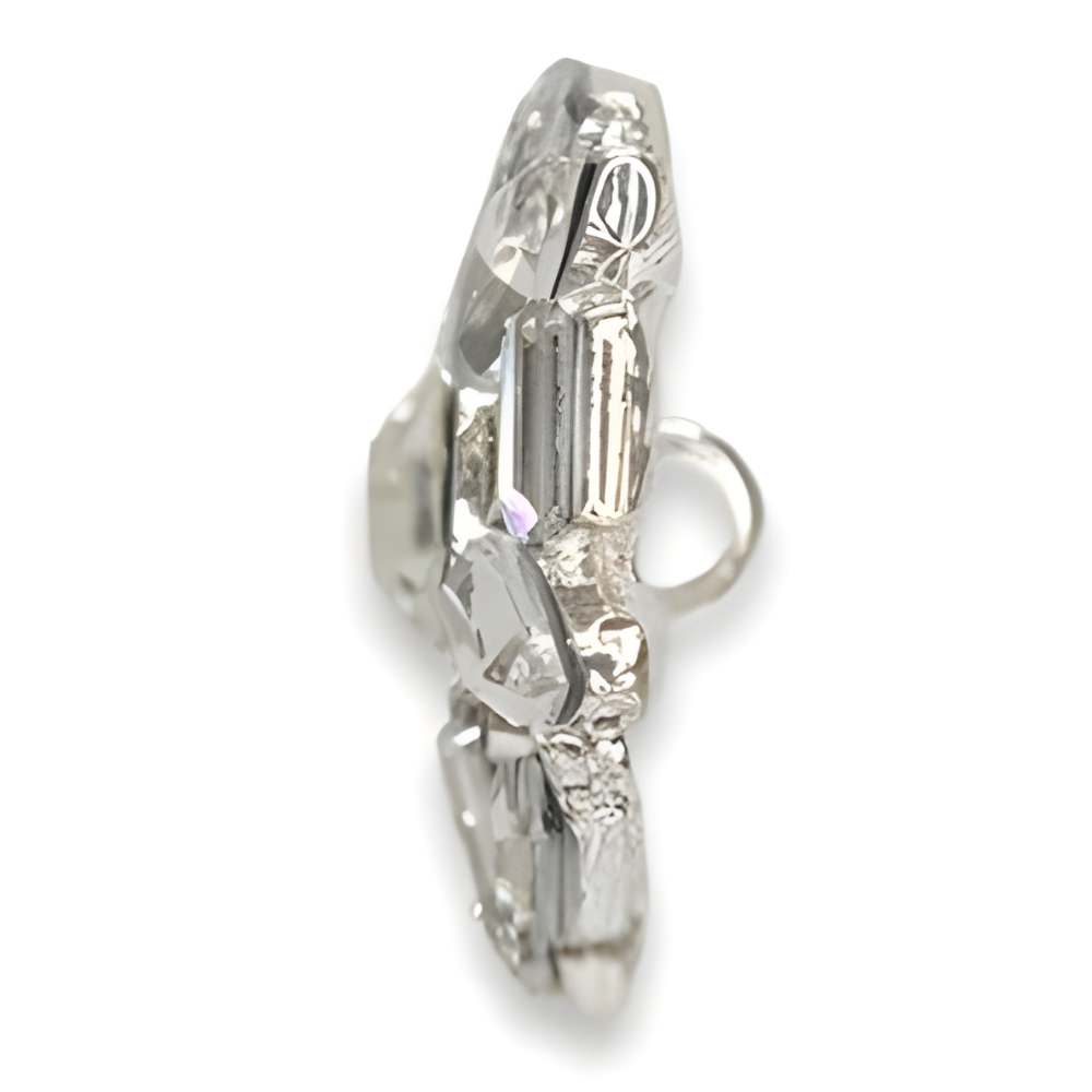 25mm Silver Rhinestone Cluster Button, Geometric Crystal Design, Sparkling Accent - FBTN240 - Silver / 25mm