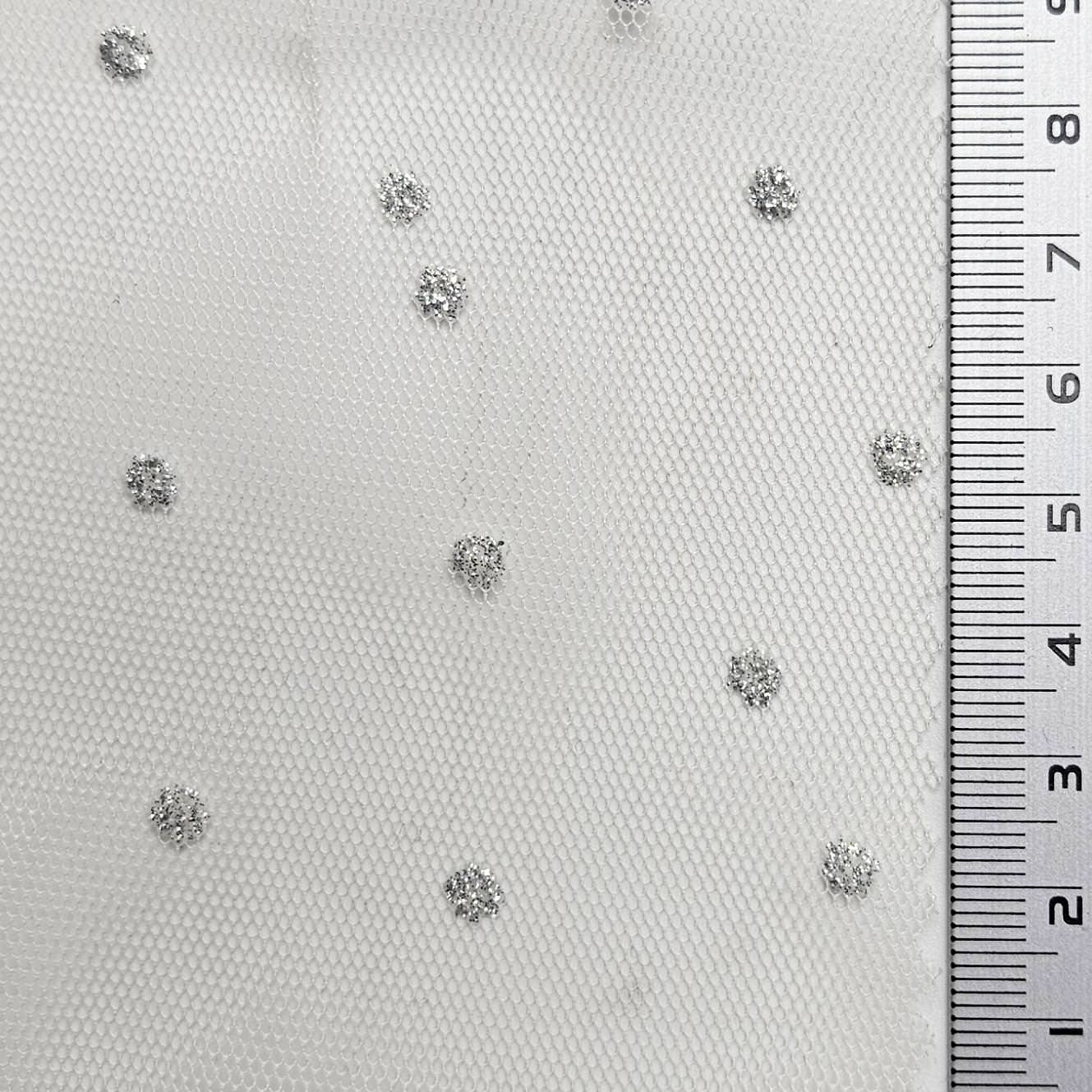 1.Mint-2.Yellow-3.Pink-4.Ivory-5.White - Dot Mesh Metallic Polyester Knit Fabric - FAB 1609