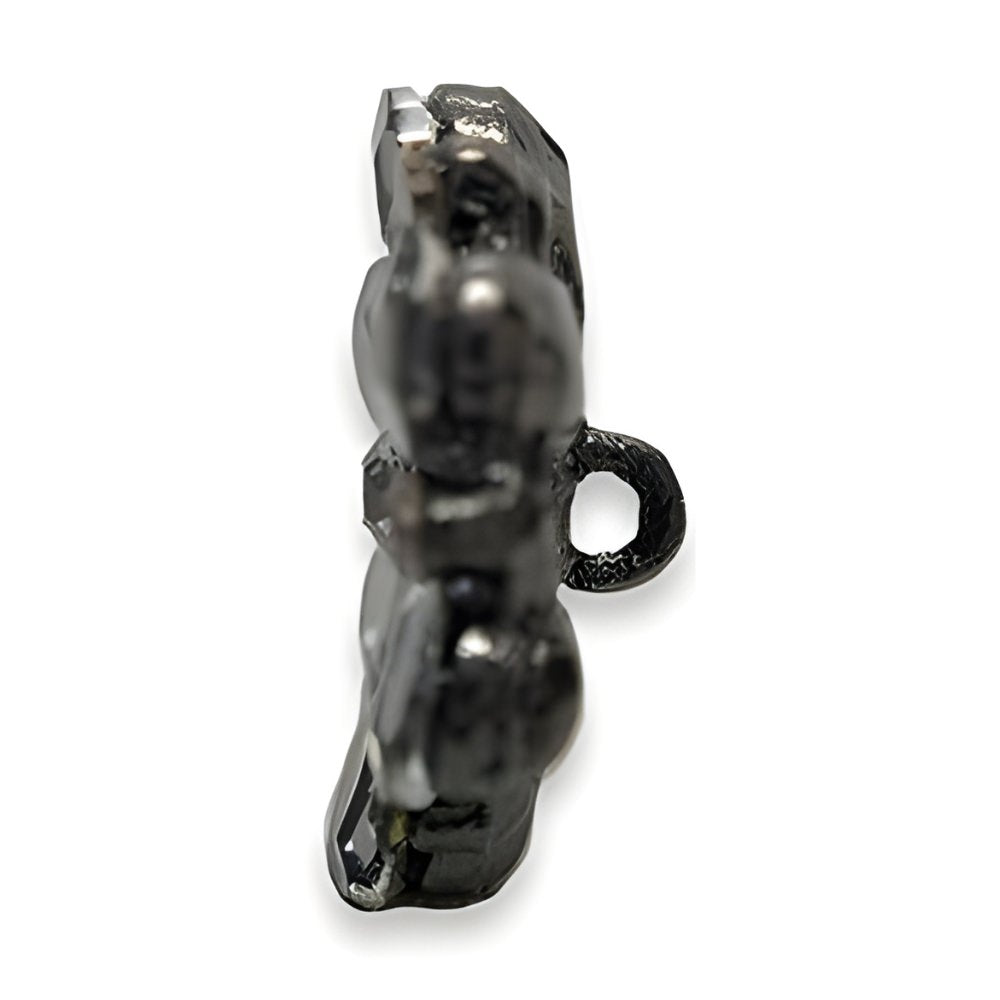 18~23mm Gunmetal Rhinestone Flower Button, Dark Crystal Design, Dramatic Accent - FBTN235 - Black / 18mm-Black / 23mm